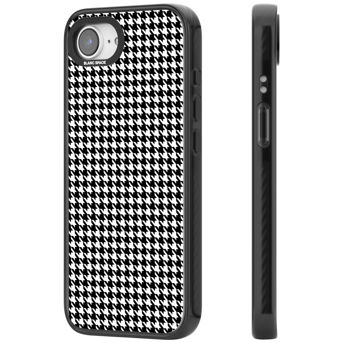 Black Houndstooth Pattern iPhone 16e / iPhone 17e Impact Black Phone Case side