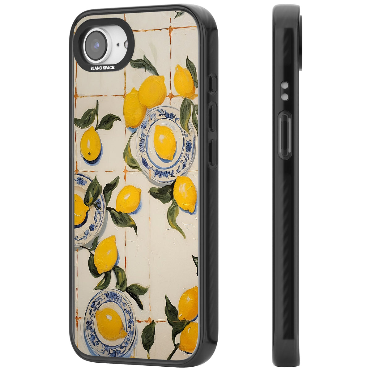 Lemons & Porcelain iPhone 16e / iPhone 17e Impact Black Phone Case side