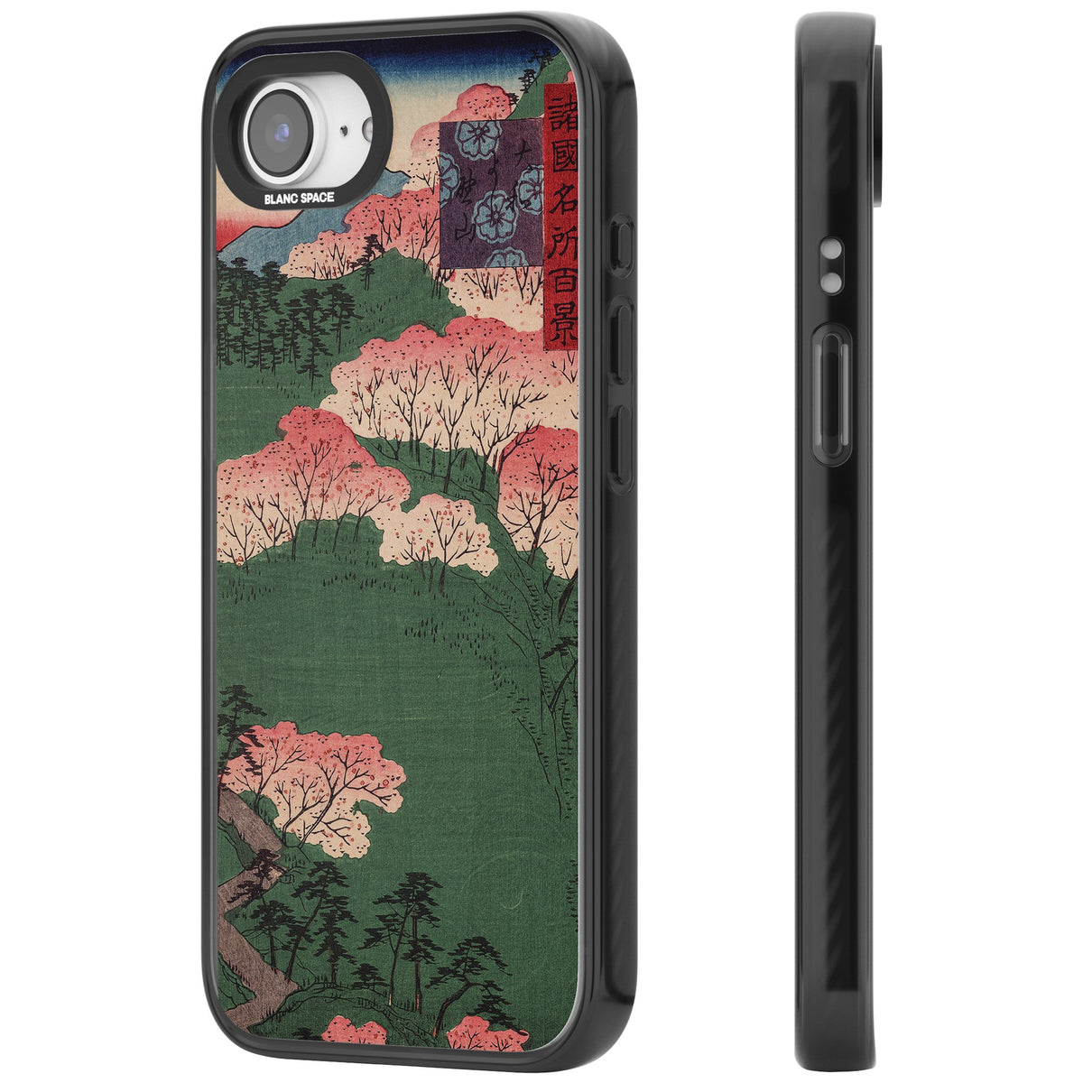 Japanese Cherry Blossom Forest iPhone 16e / iPhone 17e Impact Black Phone Case side