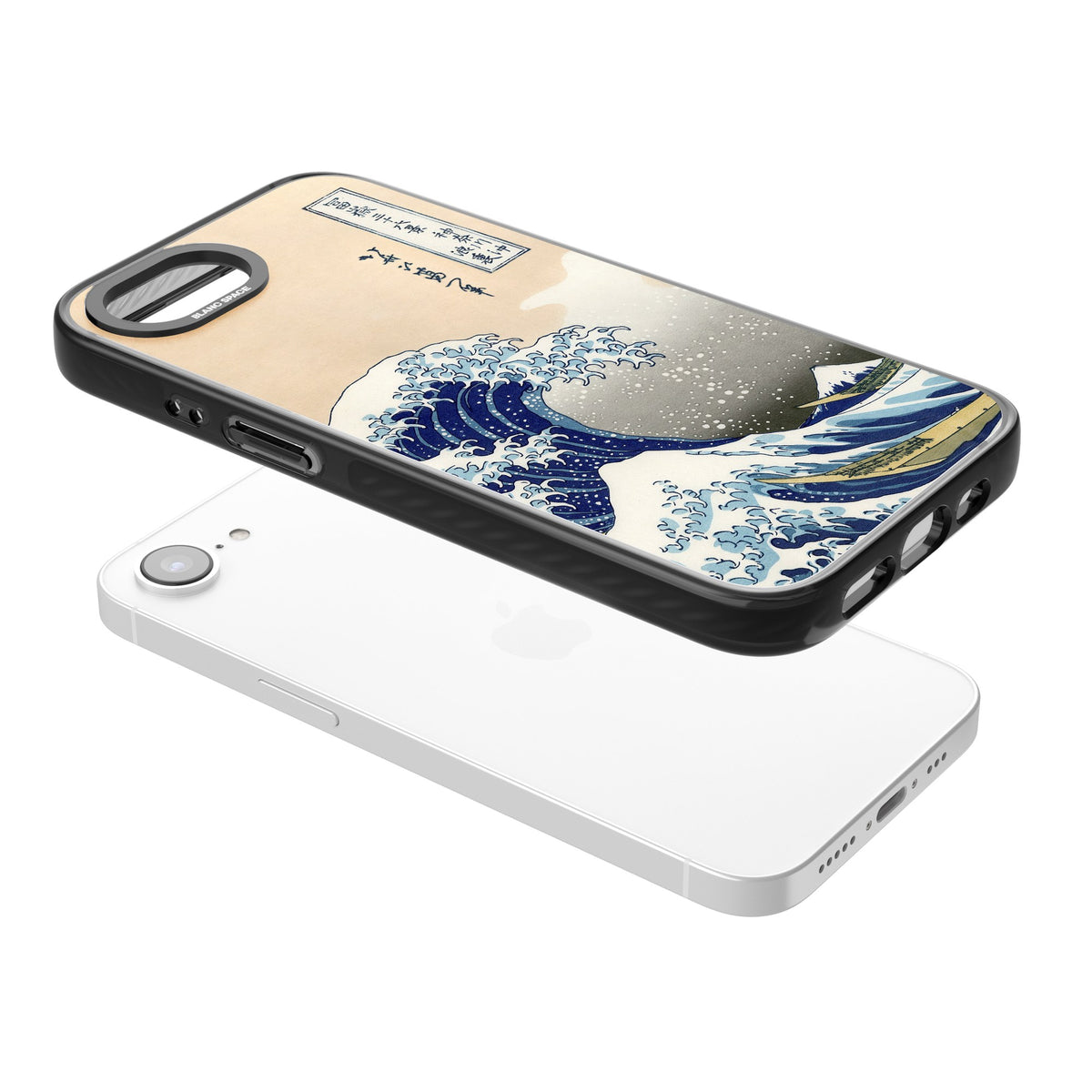 Great Wave iPhone 16e / iPhone 17e Impact Black Phone Case angled