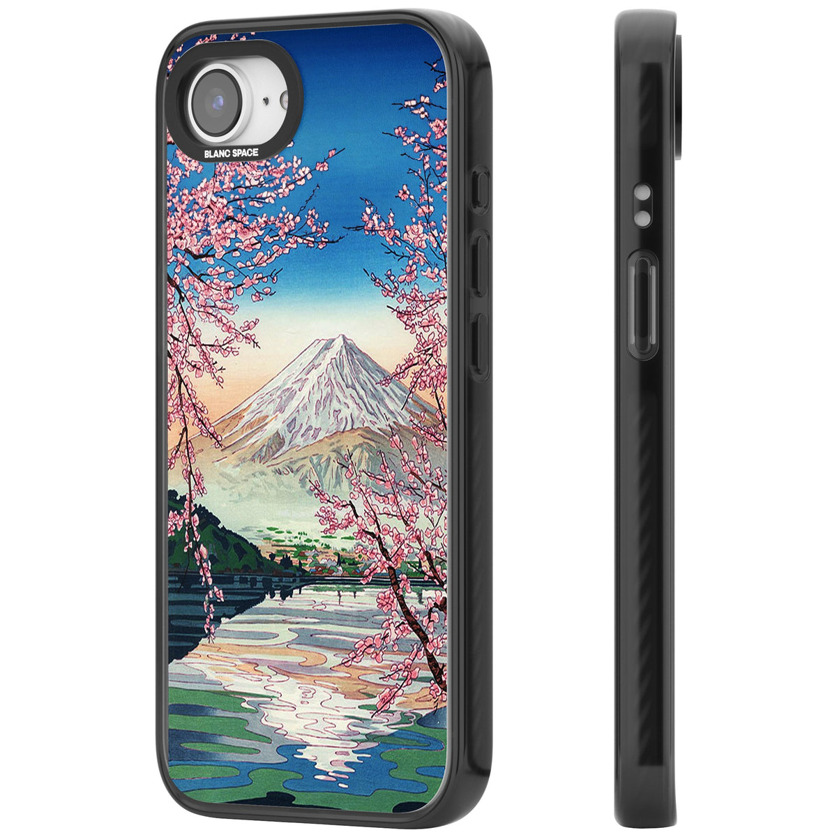 Mt Fuji From Lake Kawaguchi iPhone 16e / iPhone 17e Impact Black Phone Case side