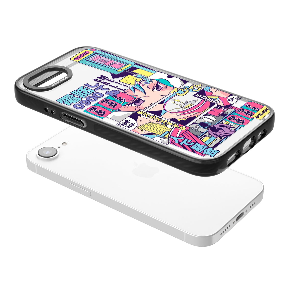 Electric Osaka iPhone 16e / iPhone 17e Impact Black Phone Case angled