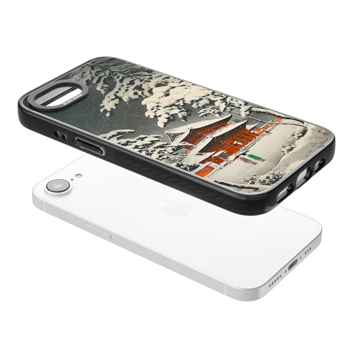 Snow at Shiha Park, Tokyo iPhone 16e / iPhone 17e Impact Black Phone Case angled