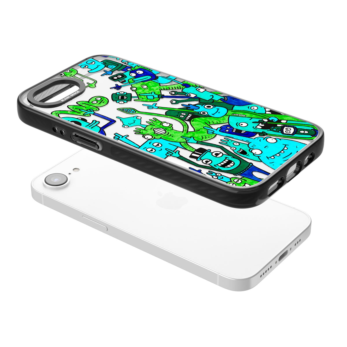 Don't Point iPhone 16e / iPhone 17e Impact Black Phone Case angled