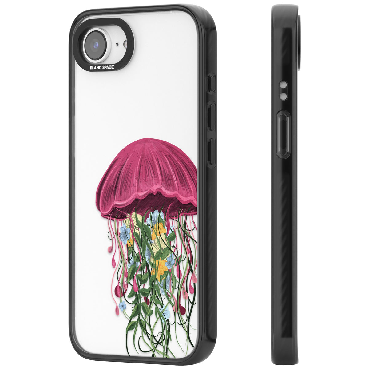 Botanical Jellyfish iPhone 16e / iPhone 17e Impact Black Phone Case side