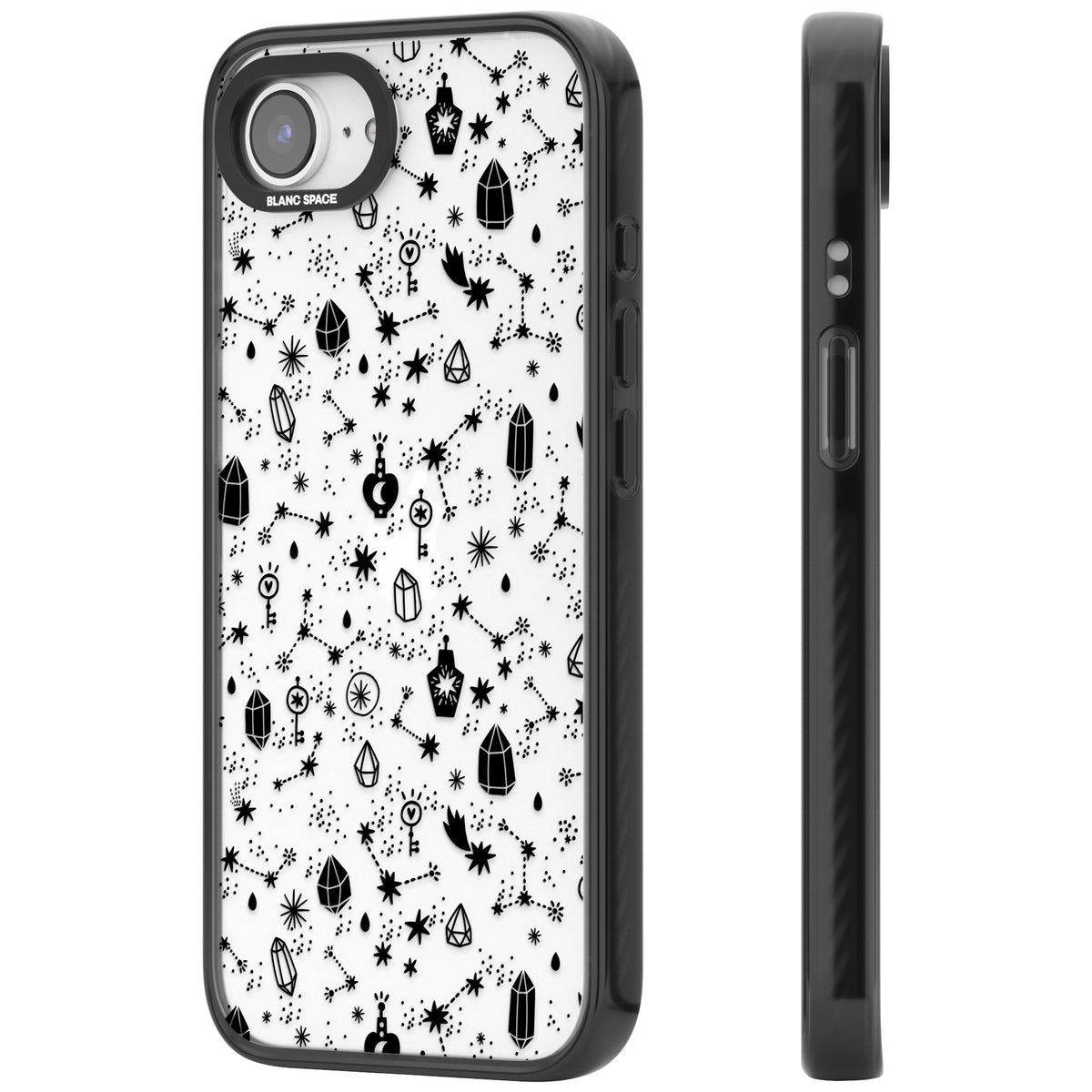 Black Cosmic Crystal iPhone 16e / iPhone 17e Impact Black Phone Case side
