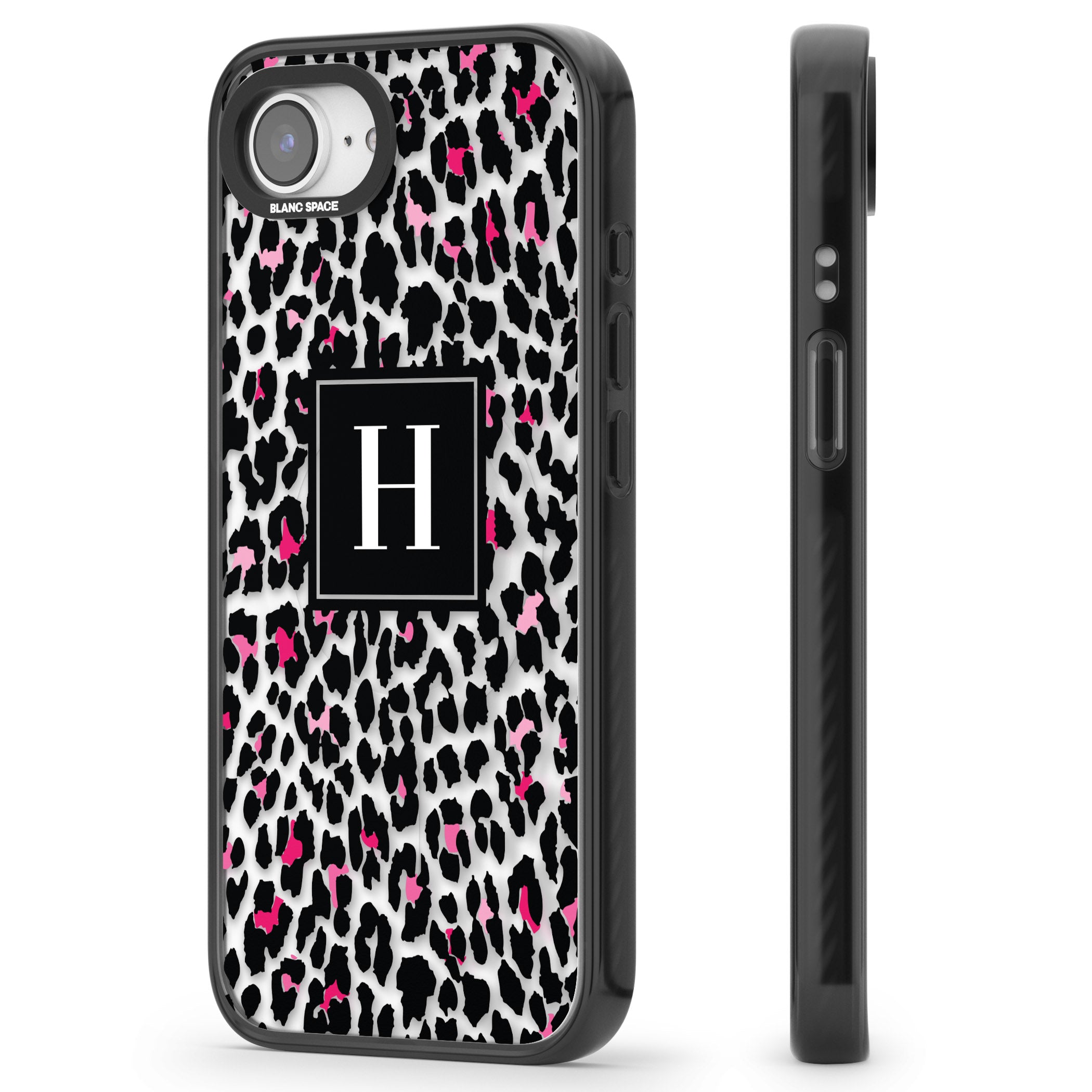 Personalised Clear Pink Leopard Monogram