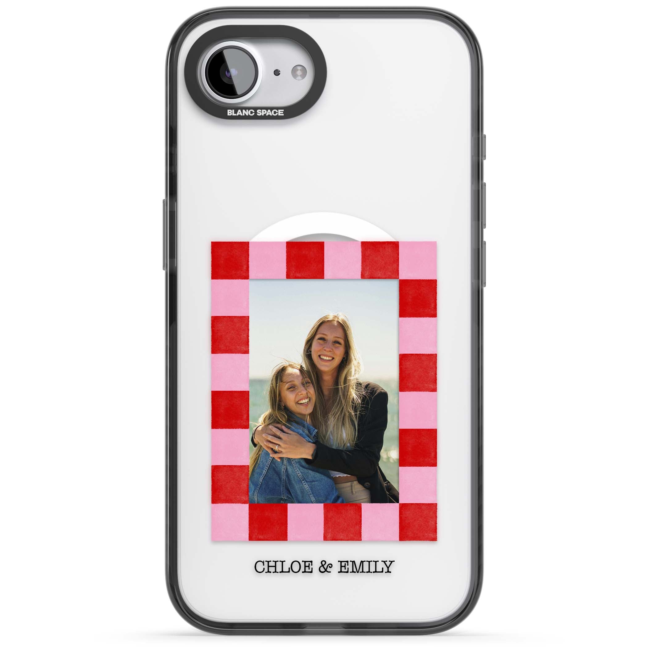 Bubblegum Check Photo for her iPhone case | Black Impact Magsafe case for iPhone 16e, iPhone 17e