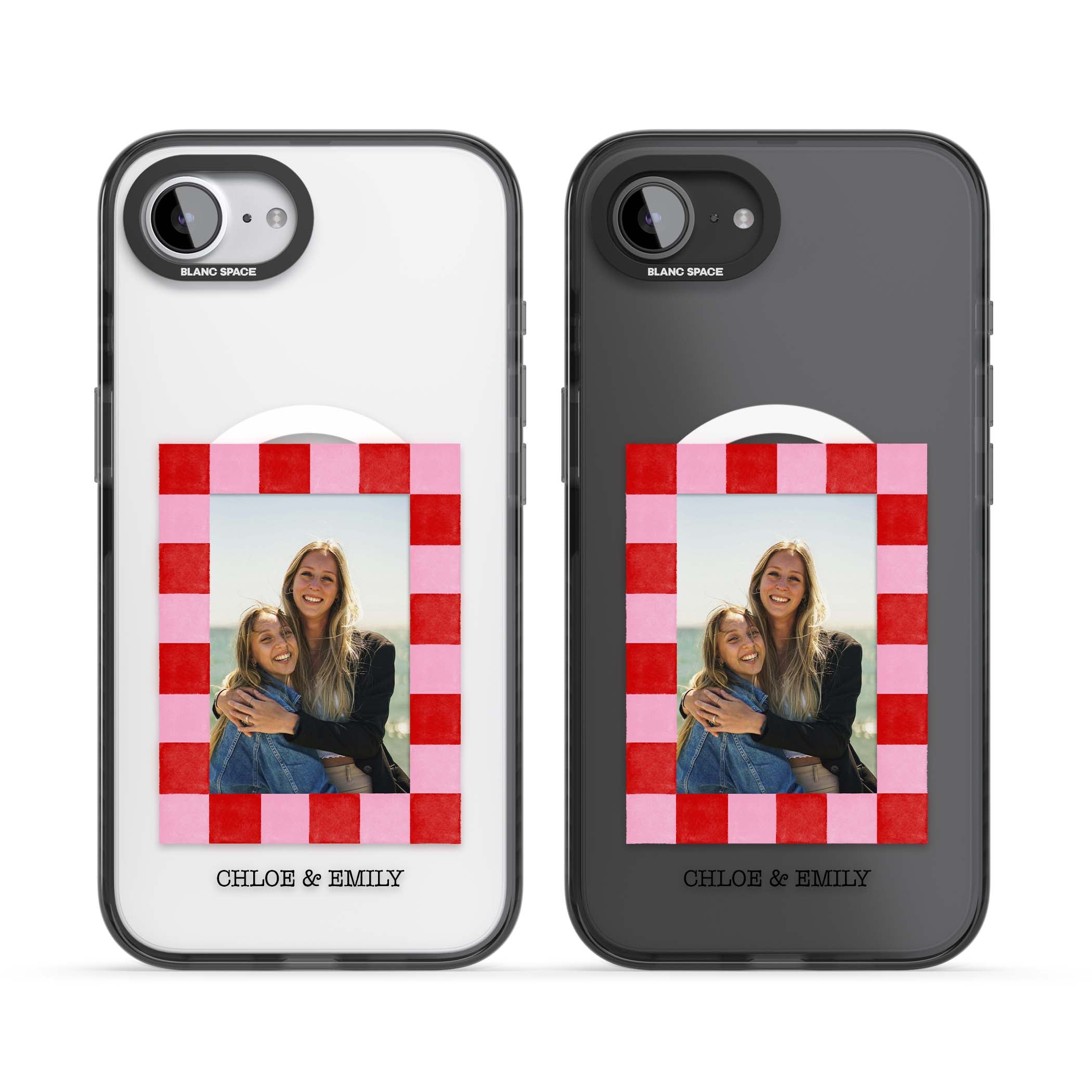 Bubblegum Check Photo for her iPhone case | Black Impact Magsafe case for iPhone 16e, iPhone 17e