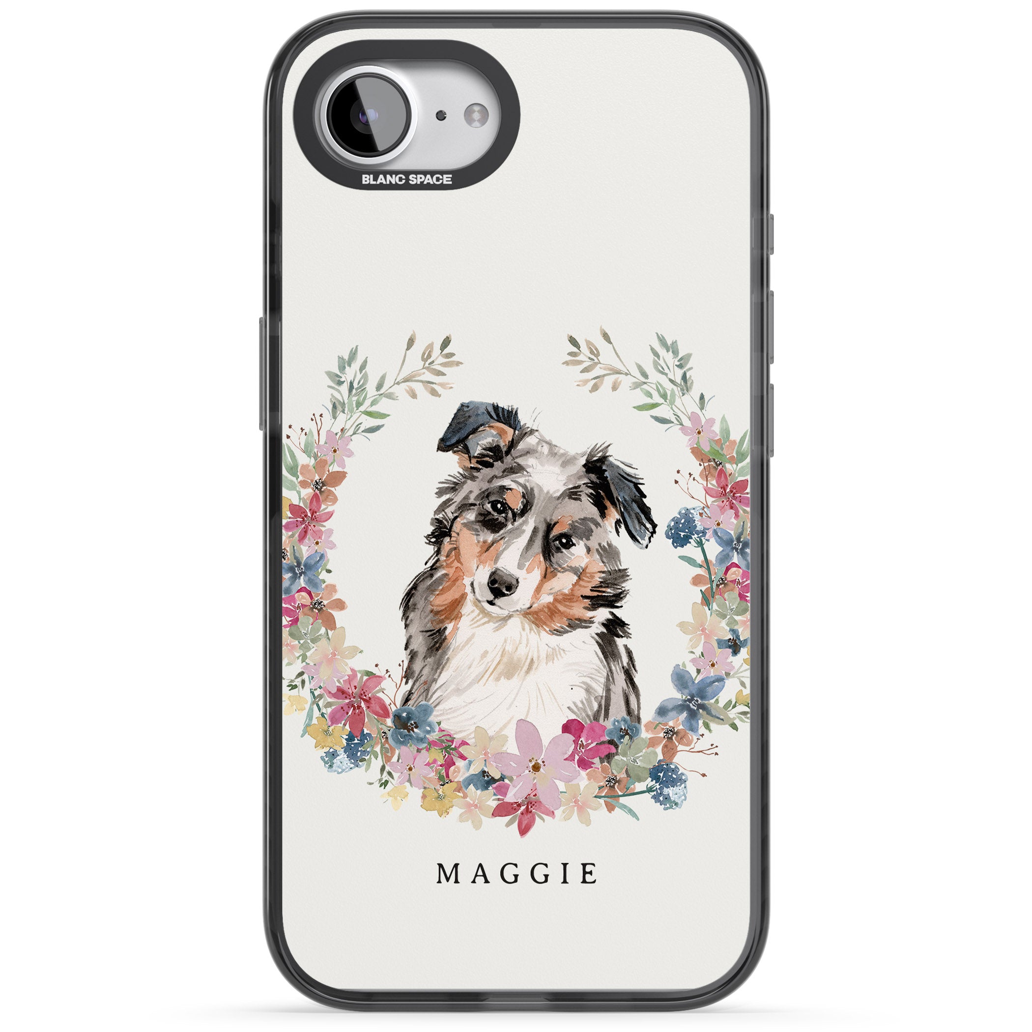Personalised Australian Shepherd Floral Portrait