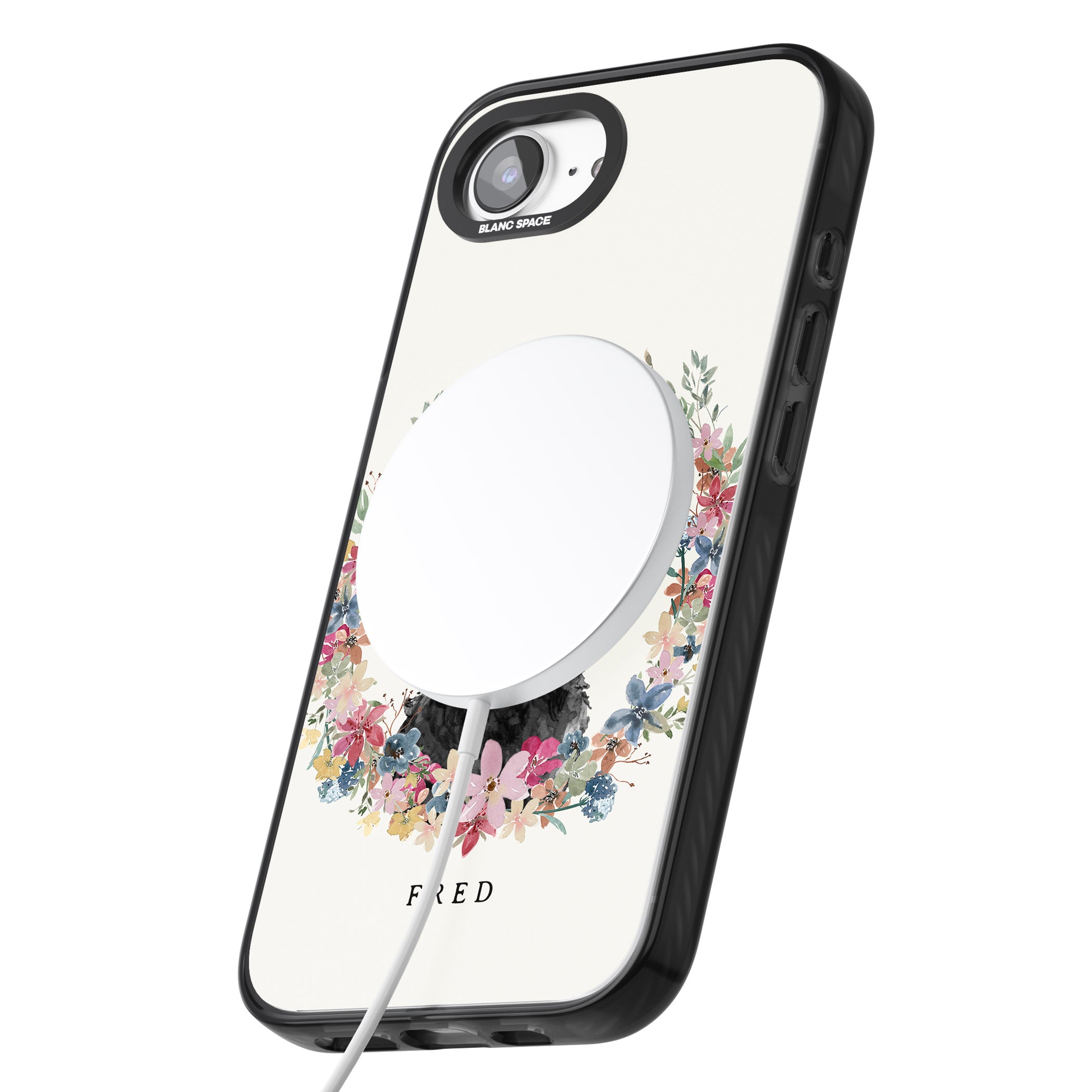 Personalised Black Cockapoo Floral Portrait