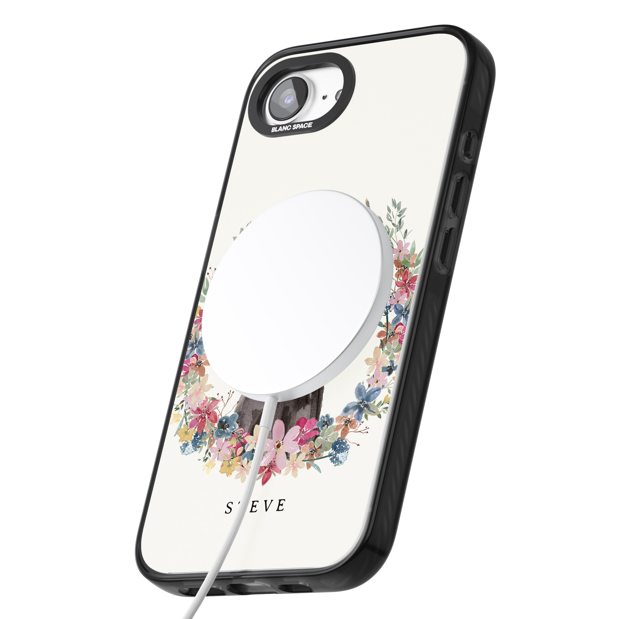 Personalised Black Labrador Floral Portrait