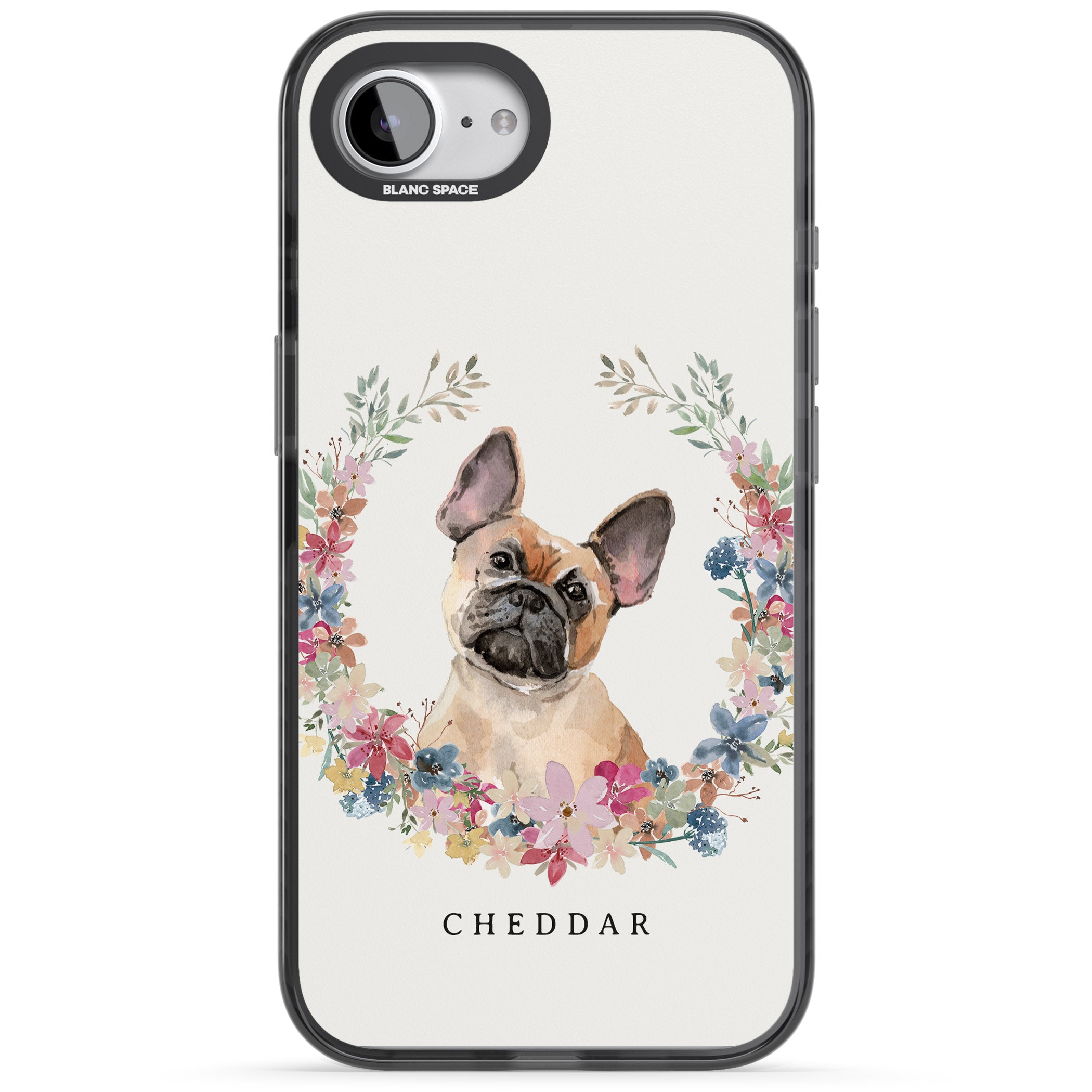 Personalised Tan French Bulldog Floral Portrait