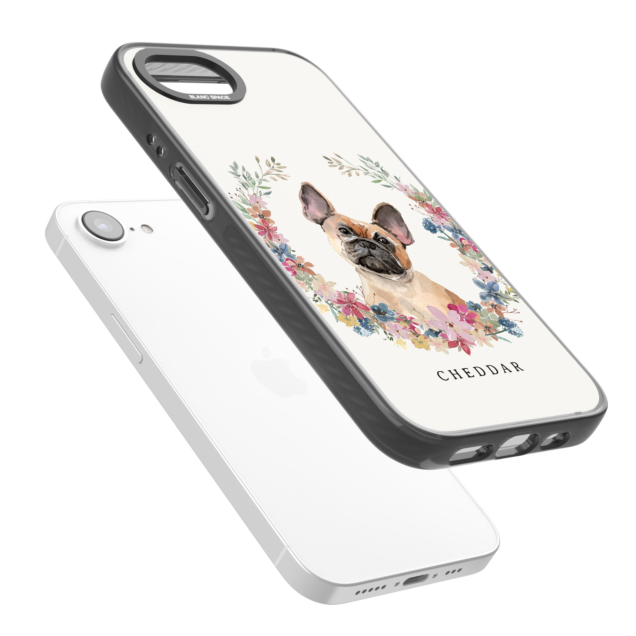 Personalised Tan French Bulldog Floral Portrait