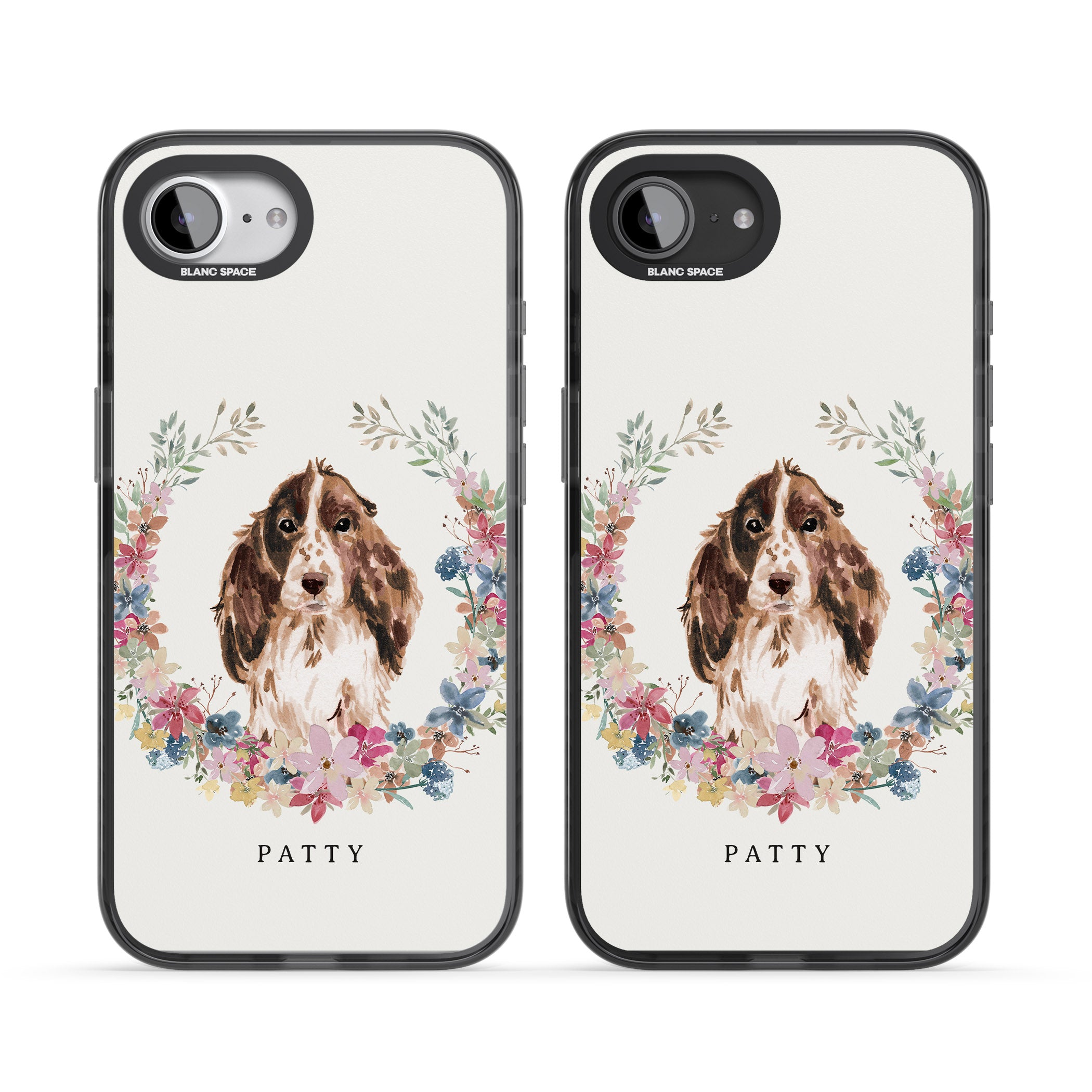 Personalised Cocker Spaniel Floral Portrait