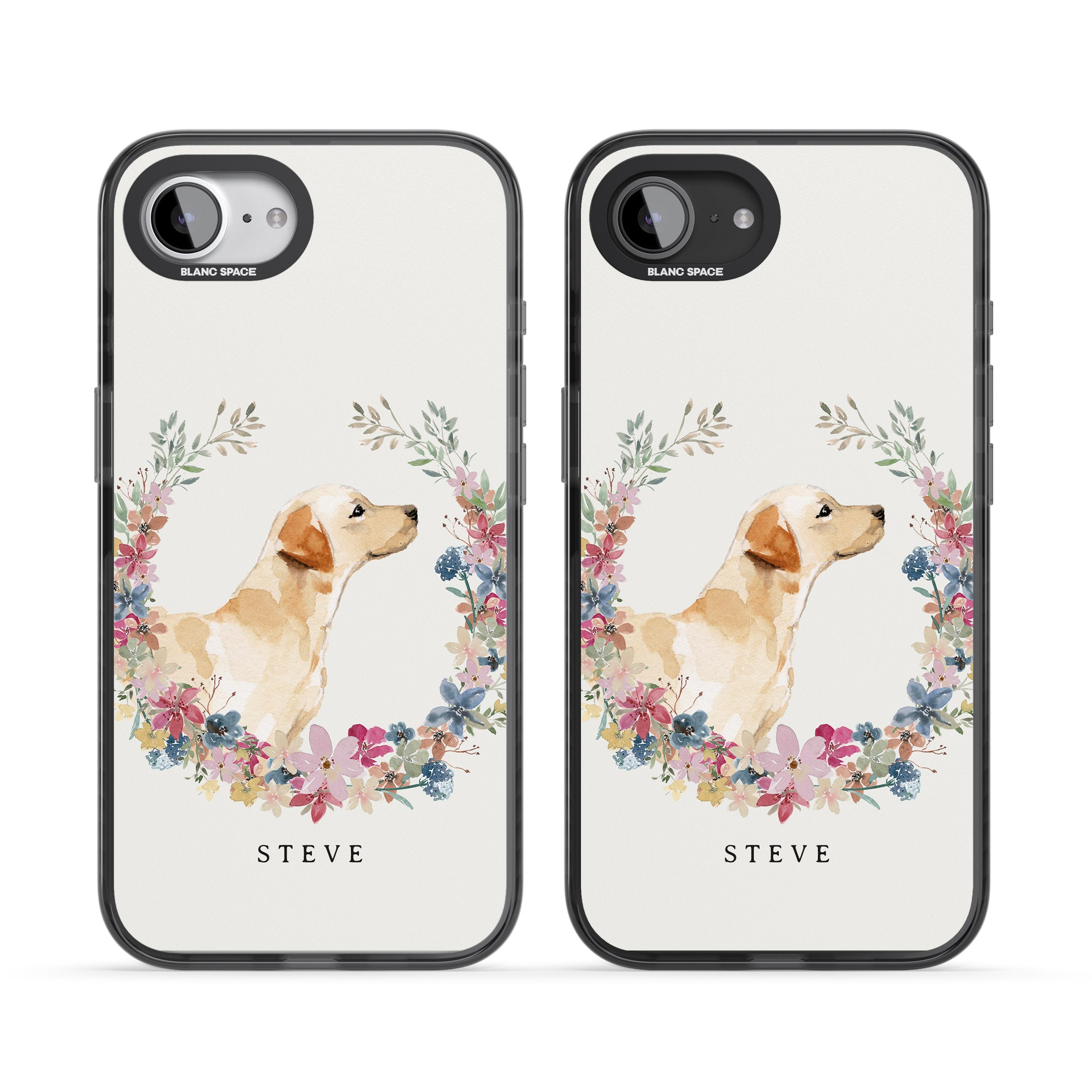 Personalised Yellow Labrador Floral Portrait