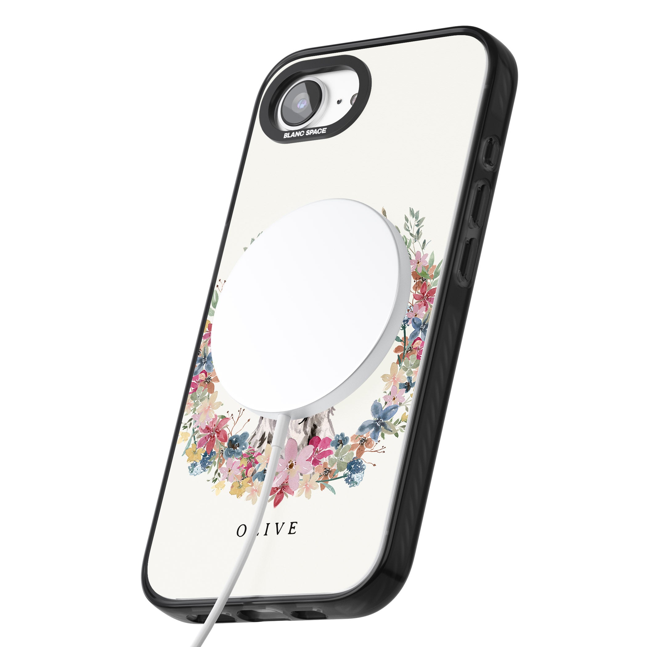 Personalised Black Cocker Spaniel Floral Portrait