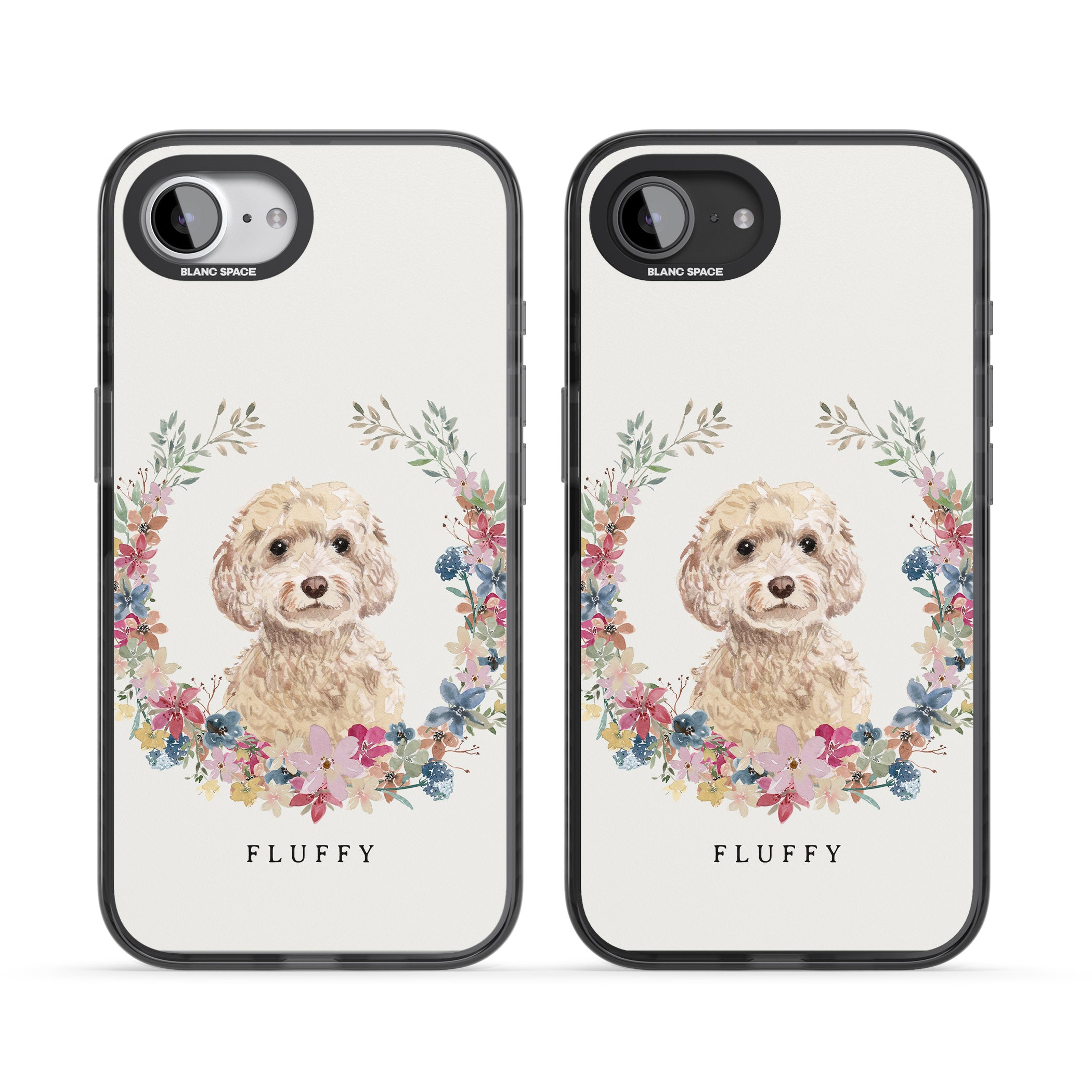 Personalised Champagne Cockapoo Floral Portrait