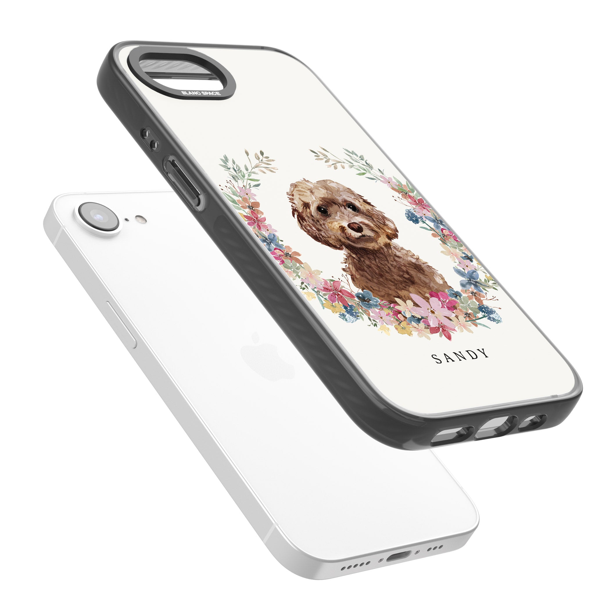 Personalised Brown Cockapoo Floral Portrait