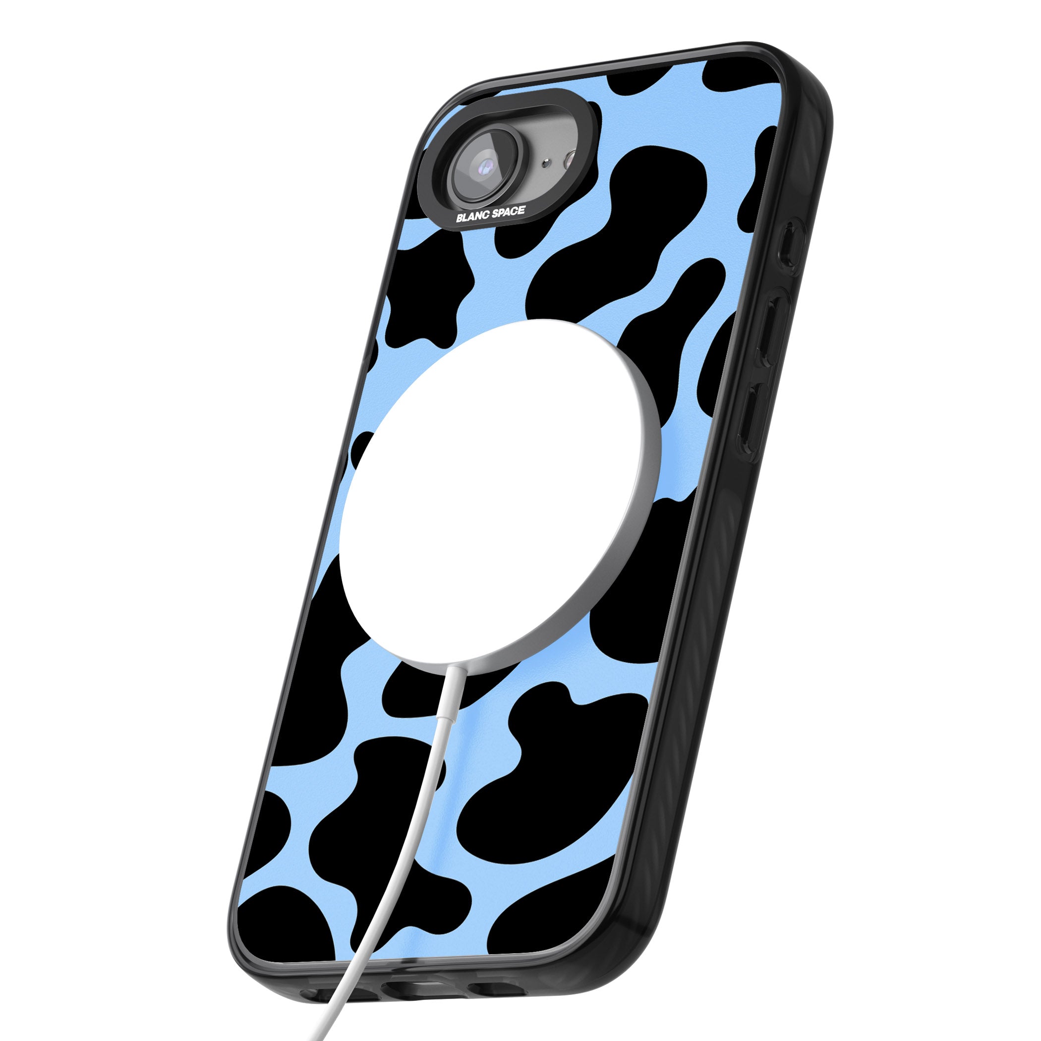 Blue And Black Cow Print