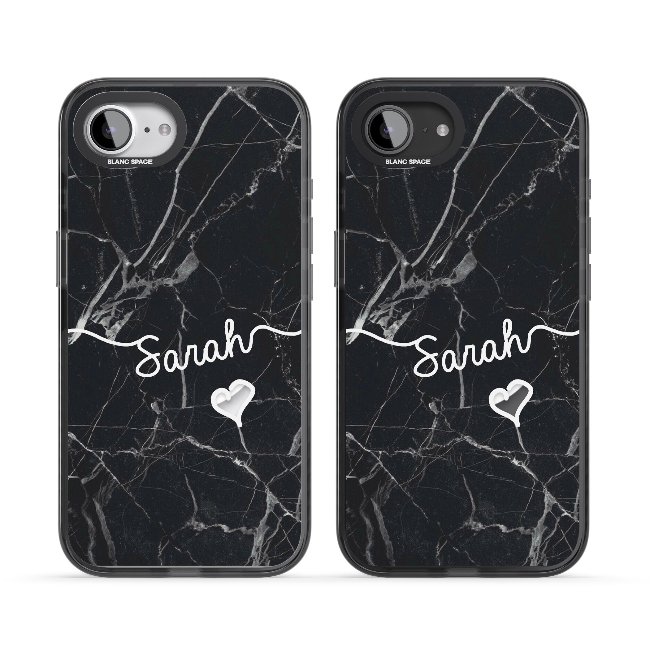 Personalised Black Marble Heart