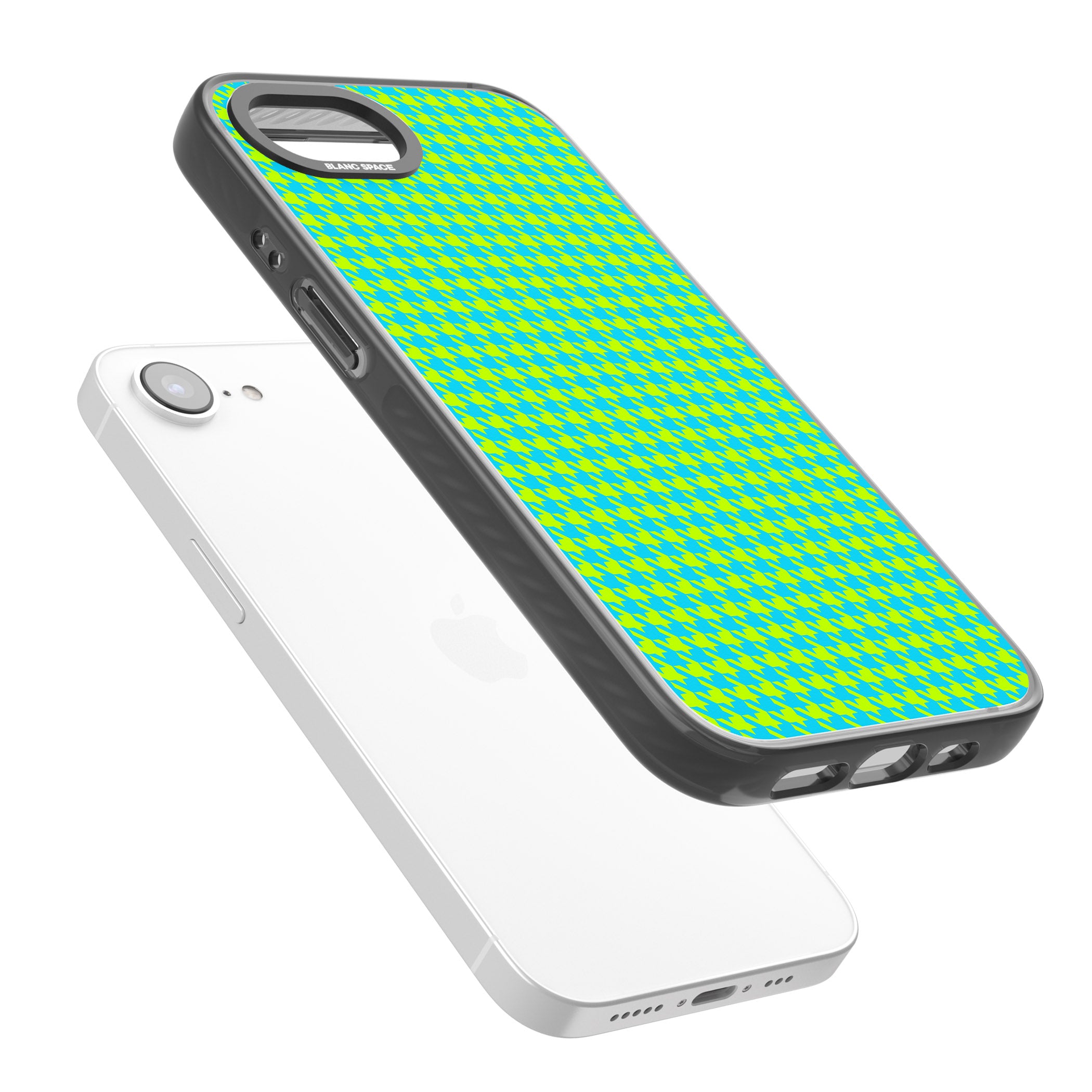Neon Lime & Turquoise Houndstooth