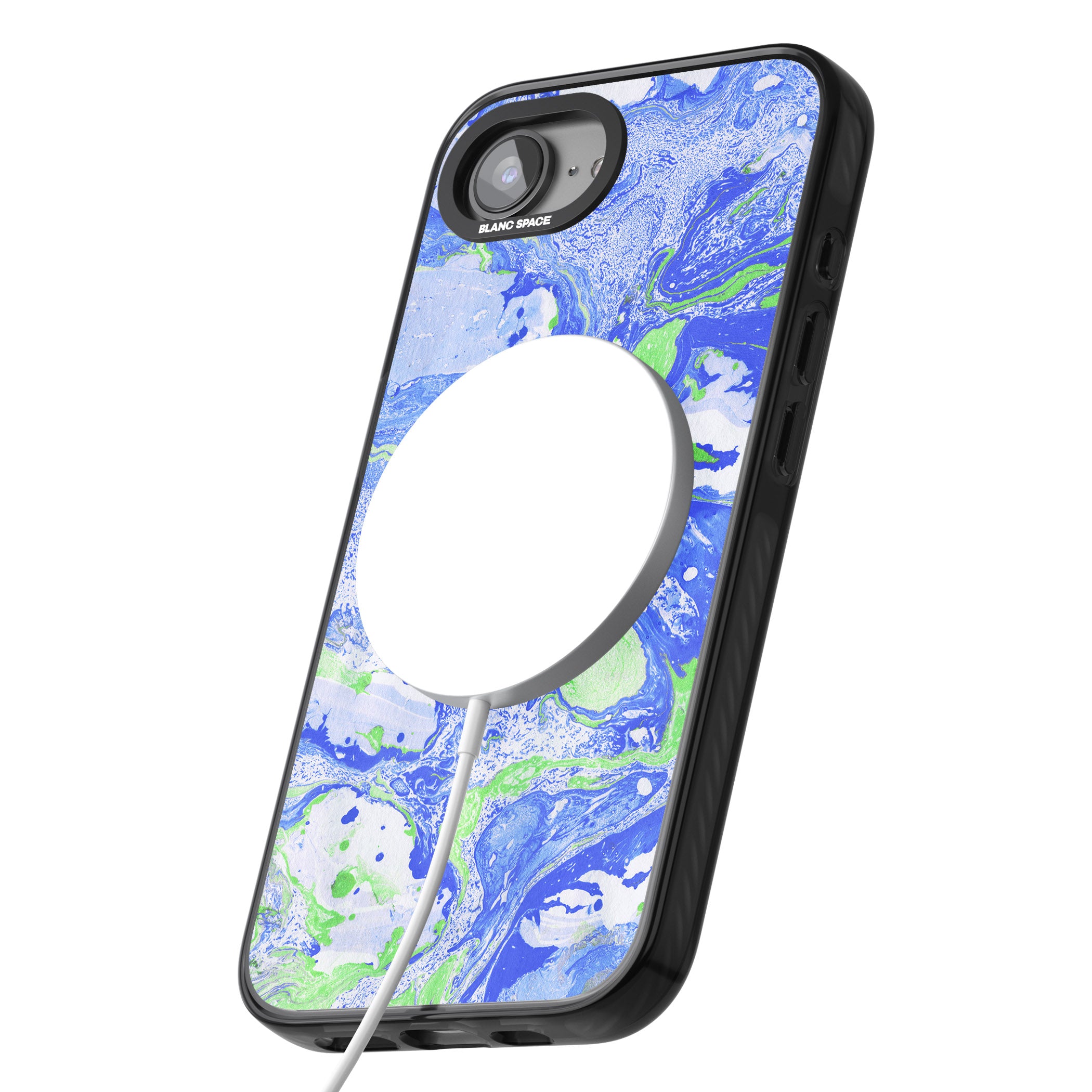 Dark Blue & Green Marbled Paper Pattern