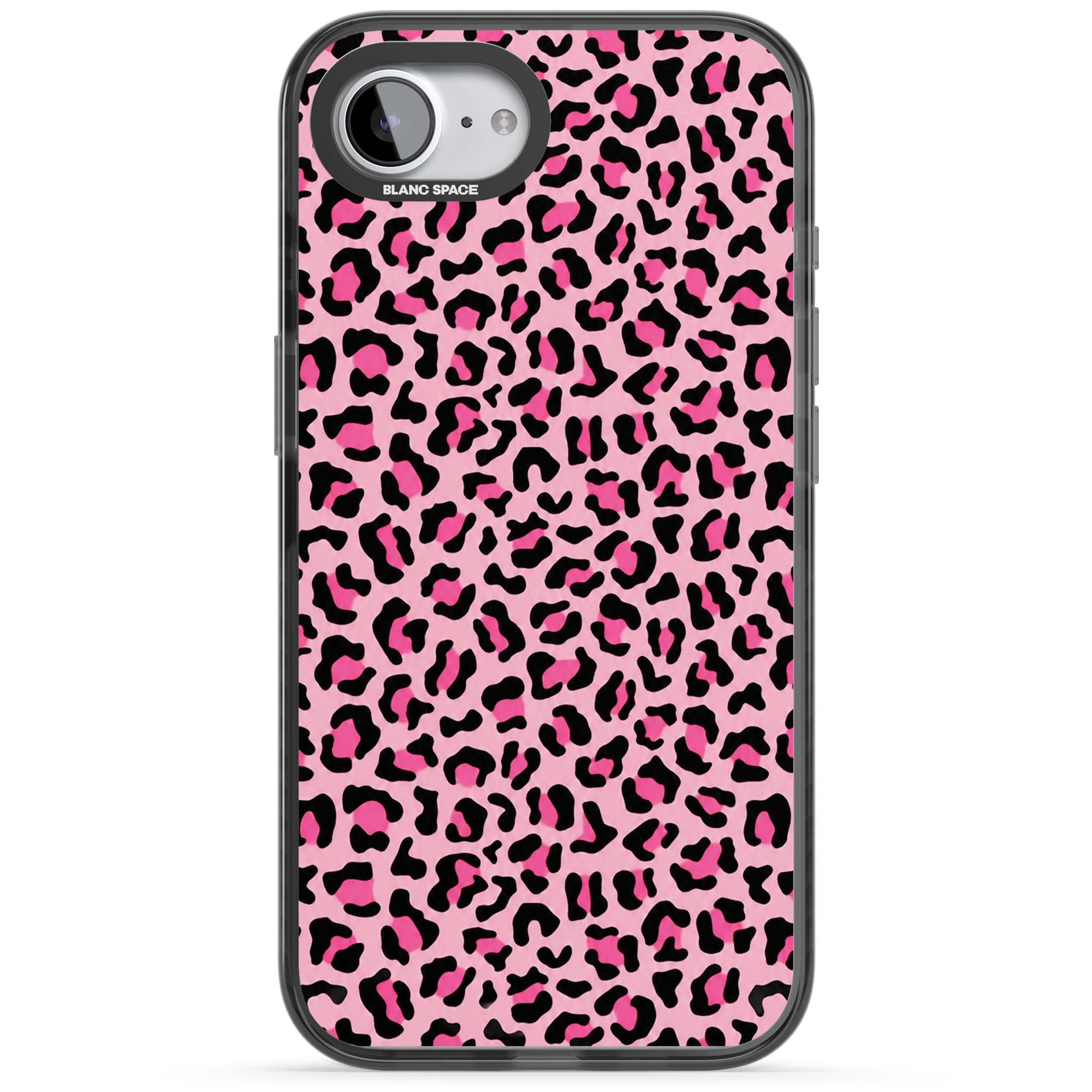 Pink Leopard baddie iPhone case | Black Impact Magsafe case for iPhone 16e, iPhone 17e