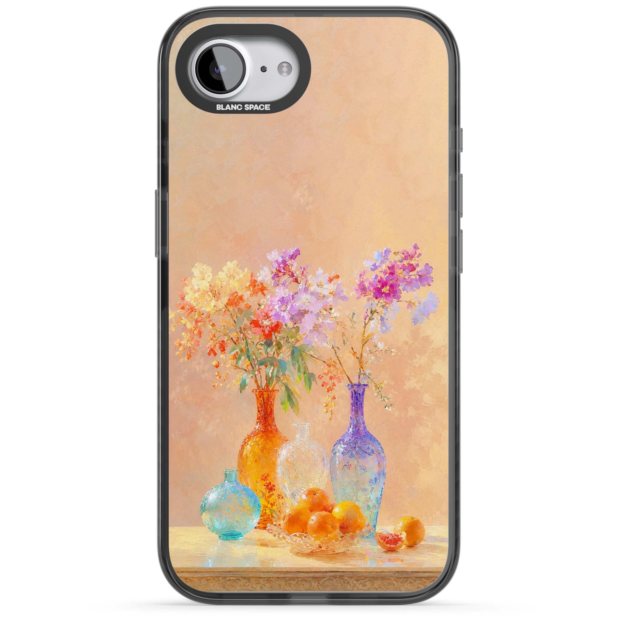Peach Glass art iPhone case | Black Impact Magsafe case for iPhone 16e, iPhone 17e