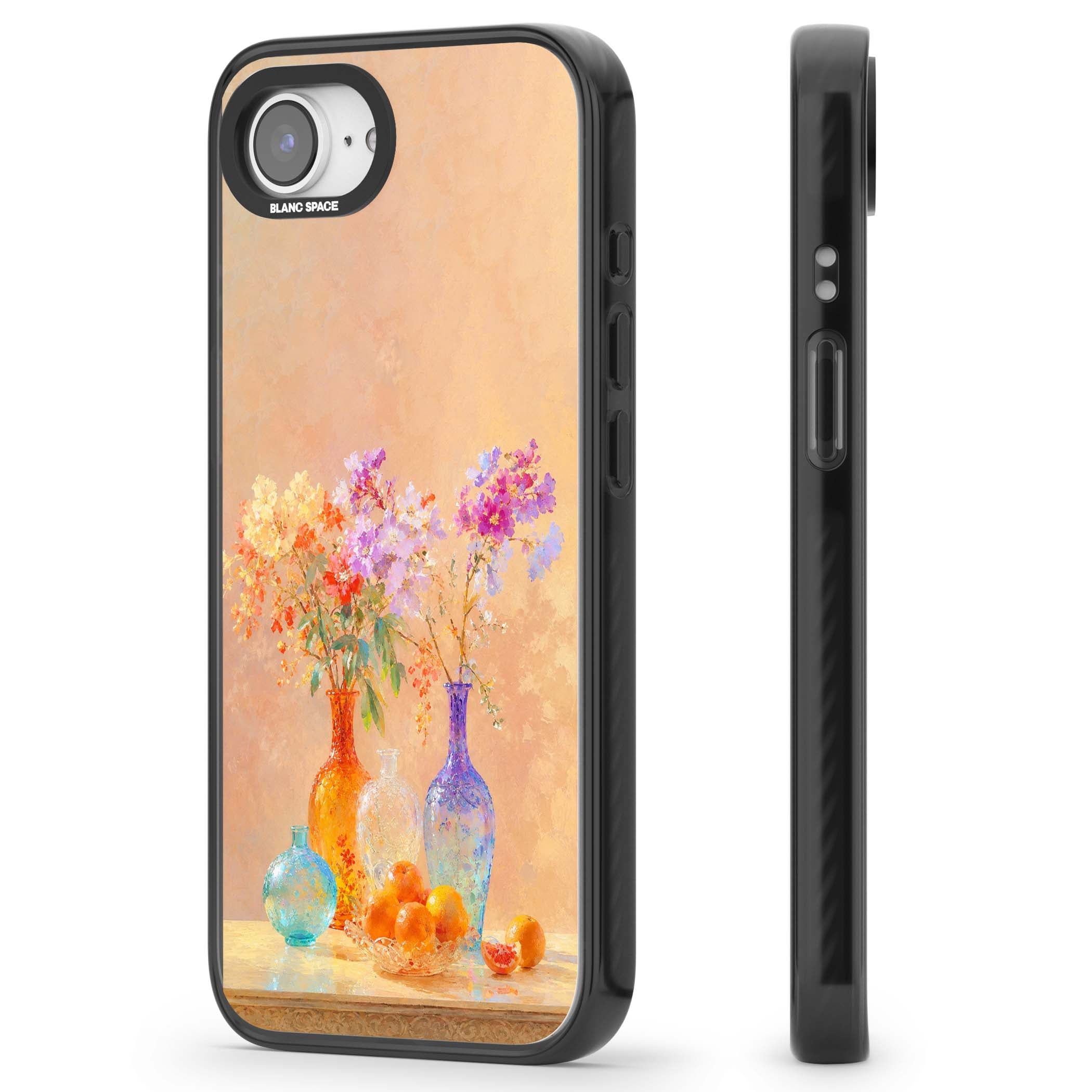 Peach Glass art iPhone case | Black Impact Magsafe case for iPhone 16e, iPhone 17e