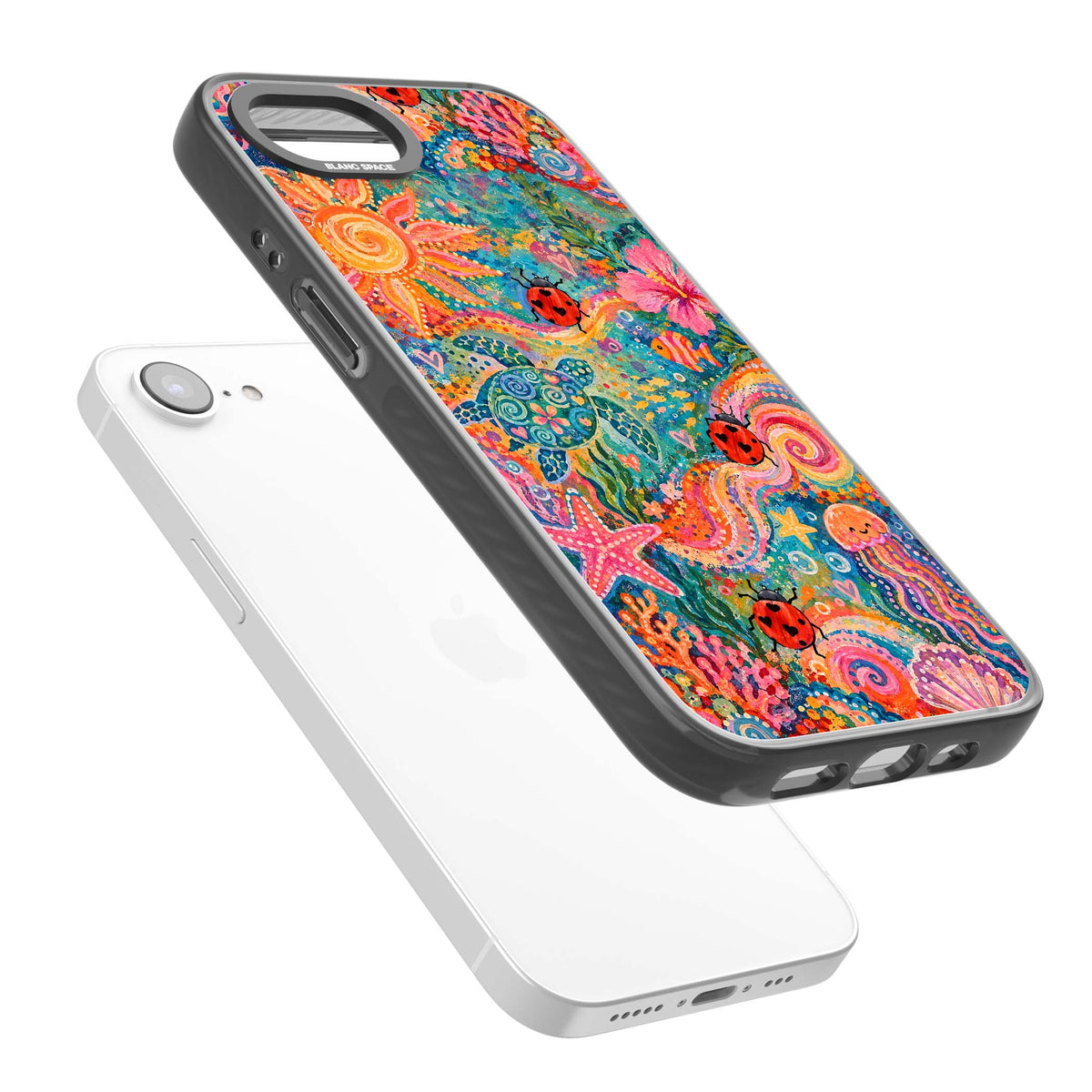 Coral Whimsy for her iPhone case | Black Impact Magsafe case for iPhone 16e, iPhone 17e