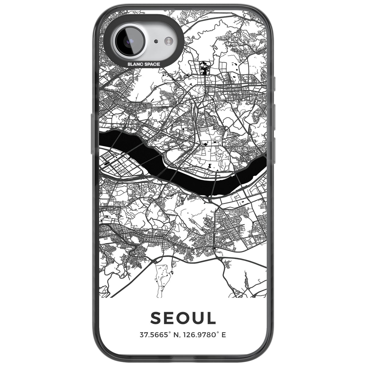 Seoul City Map iPhone 16e / iPhone 17e Impact Black Phone Case front