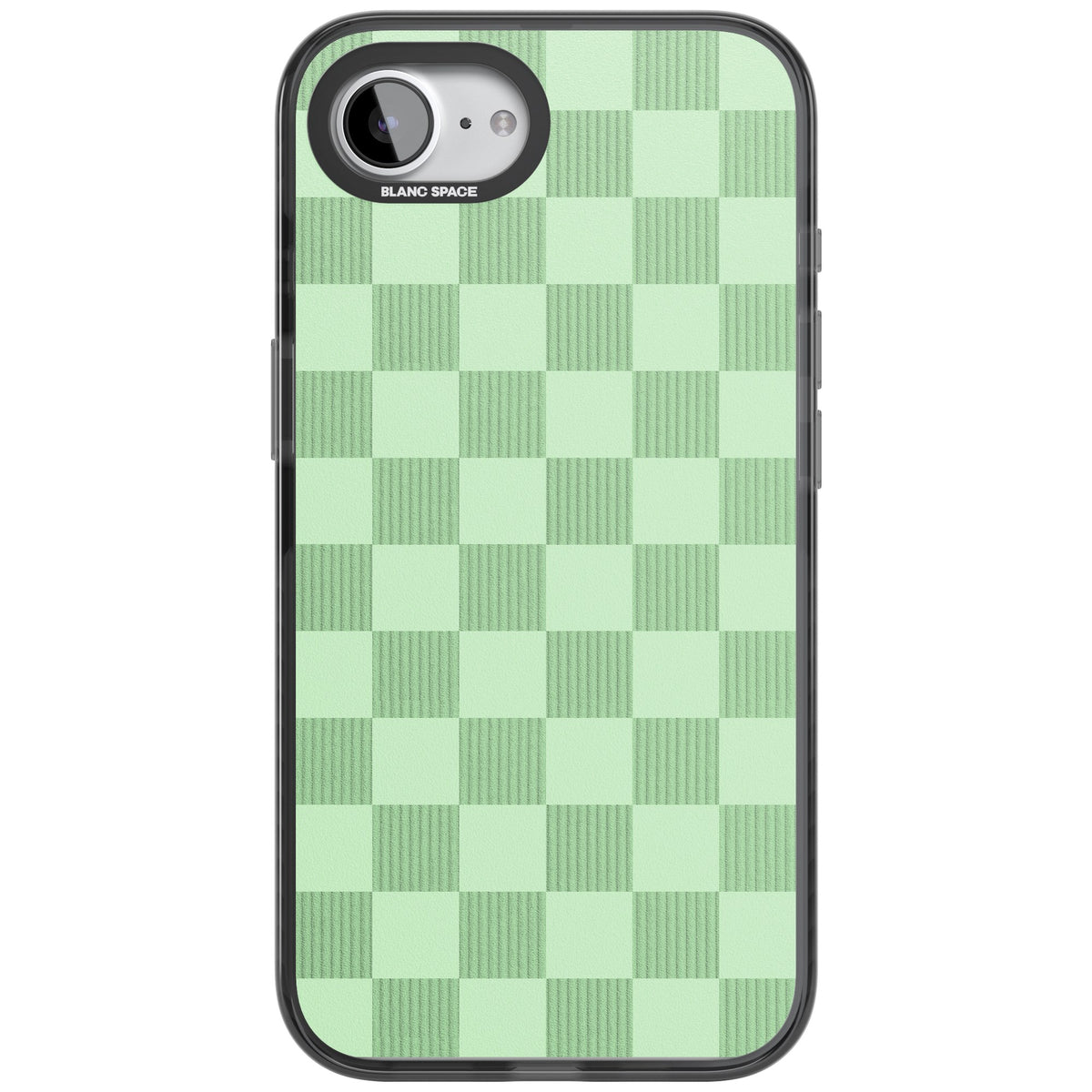 Seafoam Checkered iPhone 16e / iPhone 17e Impact Black Phone Case front