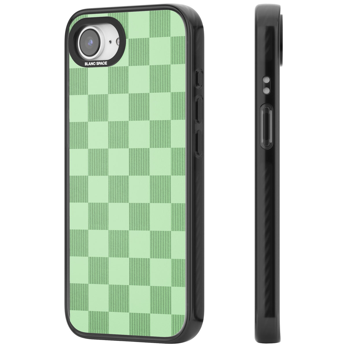Seafoam Checkered iPhone 16e / iPhone 17e Impact Black Phone Case side