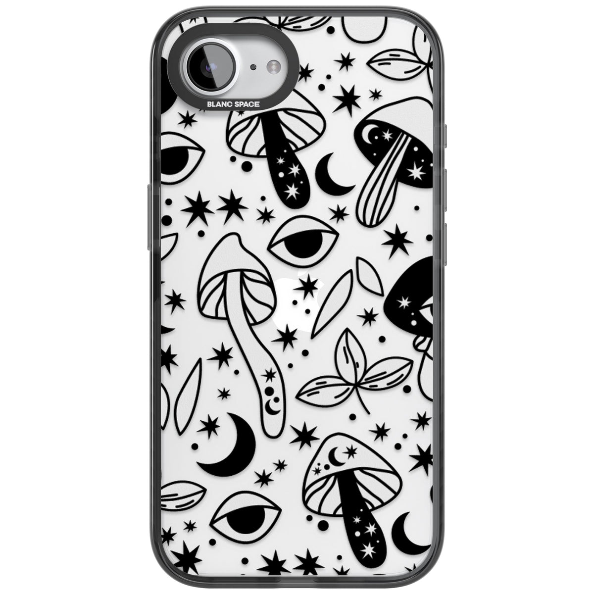 Mystic Mushrooms Pattern iPhone 16e / iPhone 17e Impact Black Phone Case front