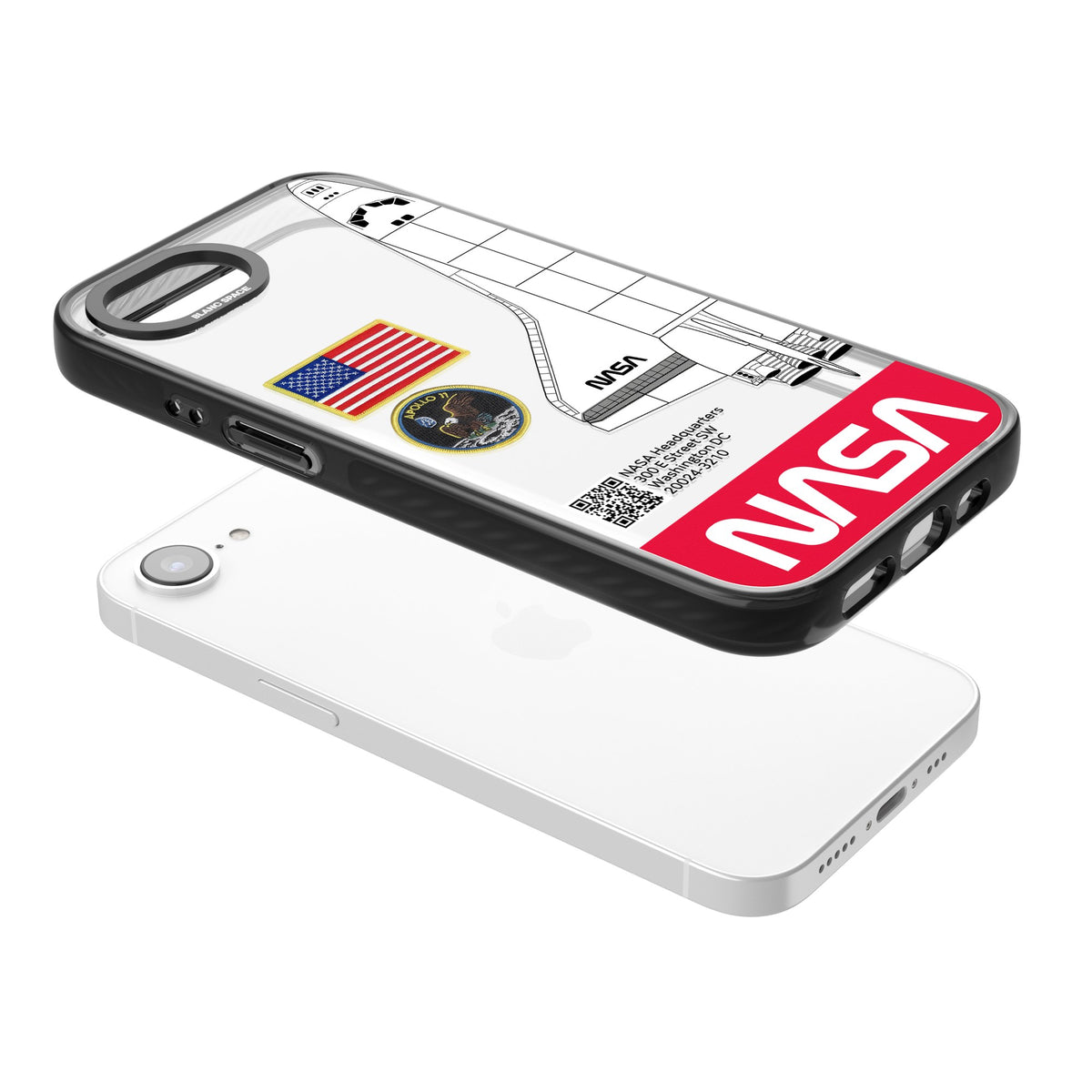 Nasa Apollo 11 iPhone 16e / iPhone 17e Impact Black Phone Case angled