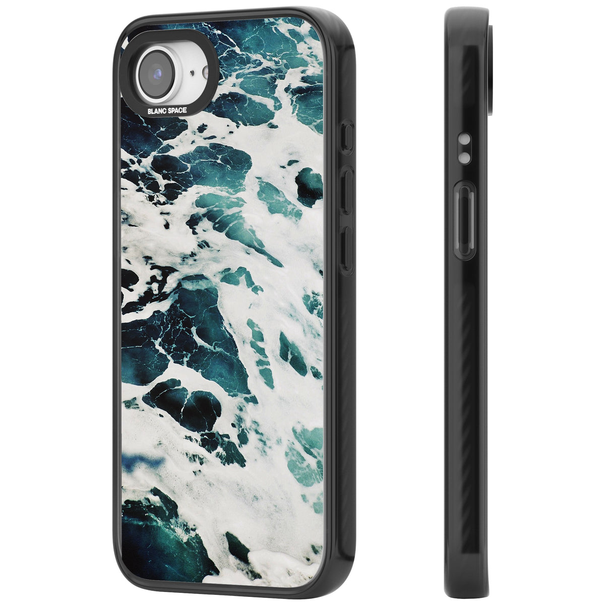 Ocean Surge iPhone 16e / iPhone 17e Impact Black Phone Case side