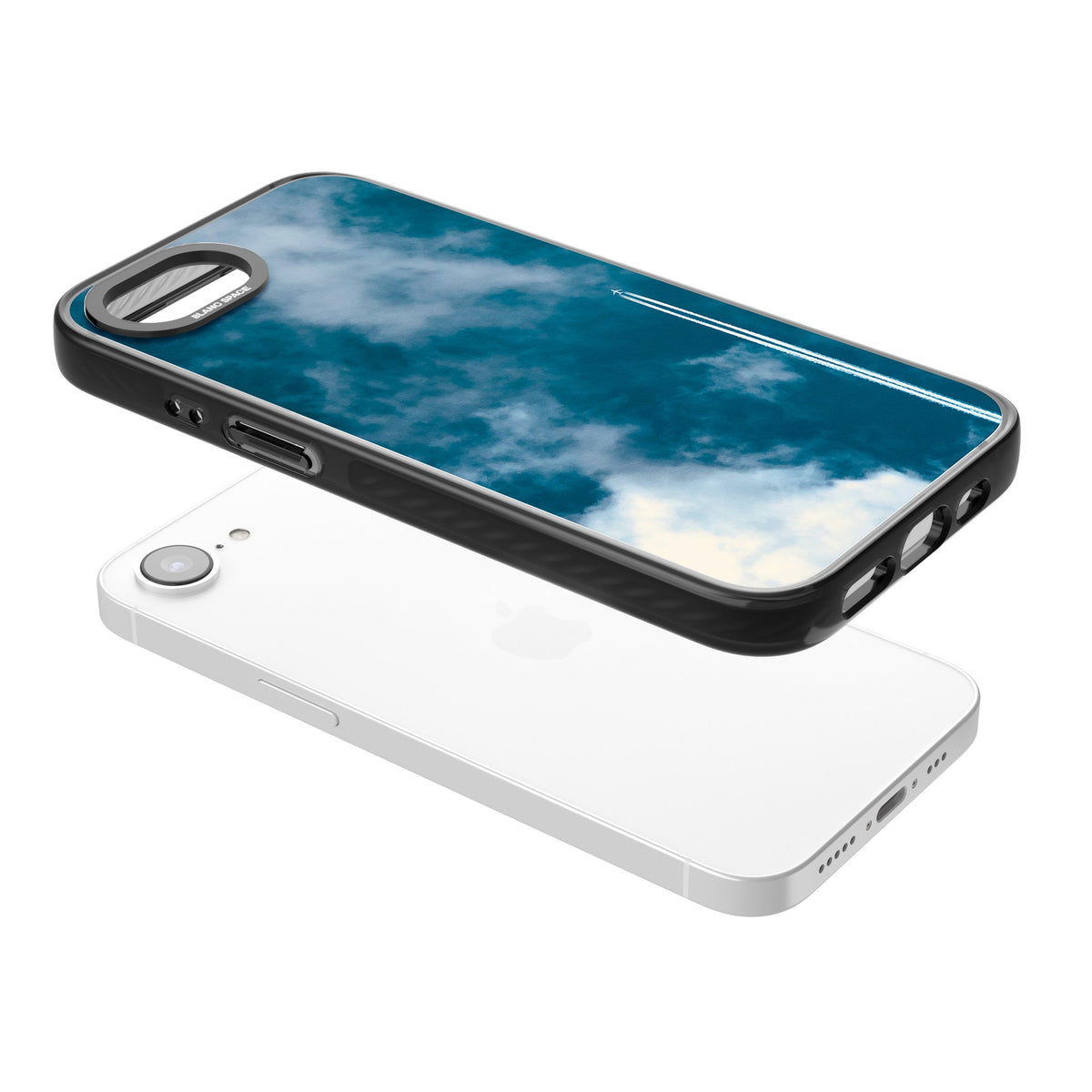 Sky Trail iPhone 16e / iPhone 17e Impact Black Phone Case angled
