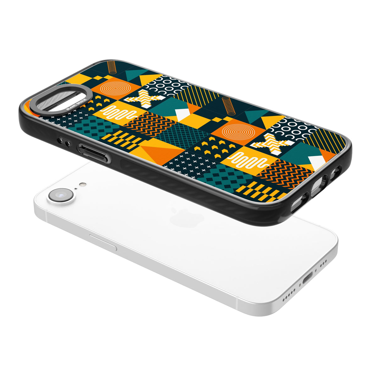 Amber Grid iPhone 16e / iPhone 17e Impact Black Phone Case angled