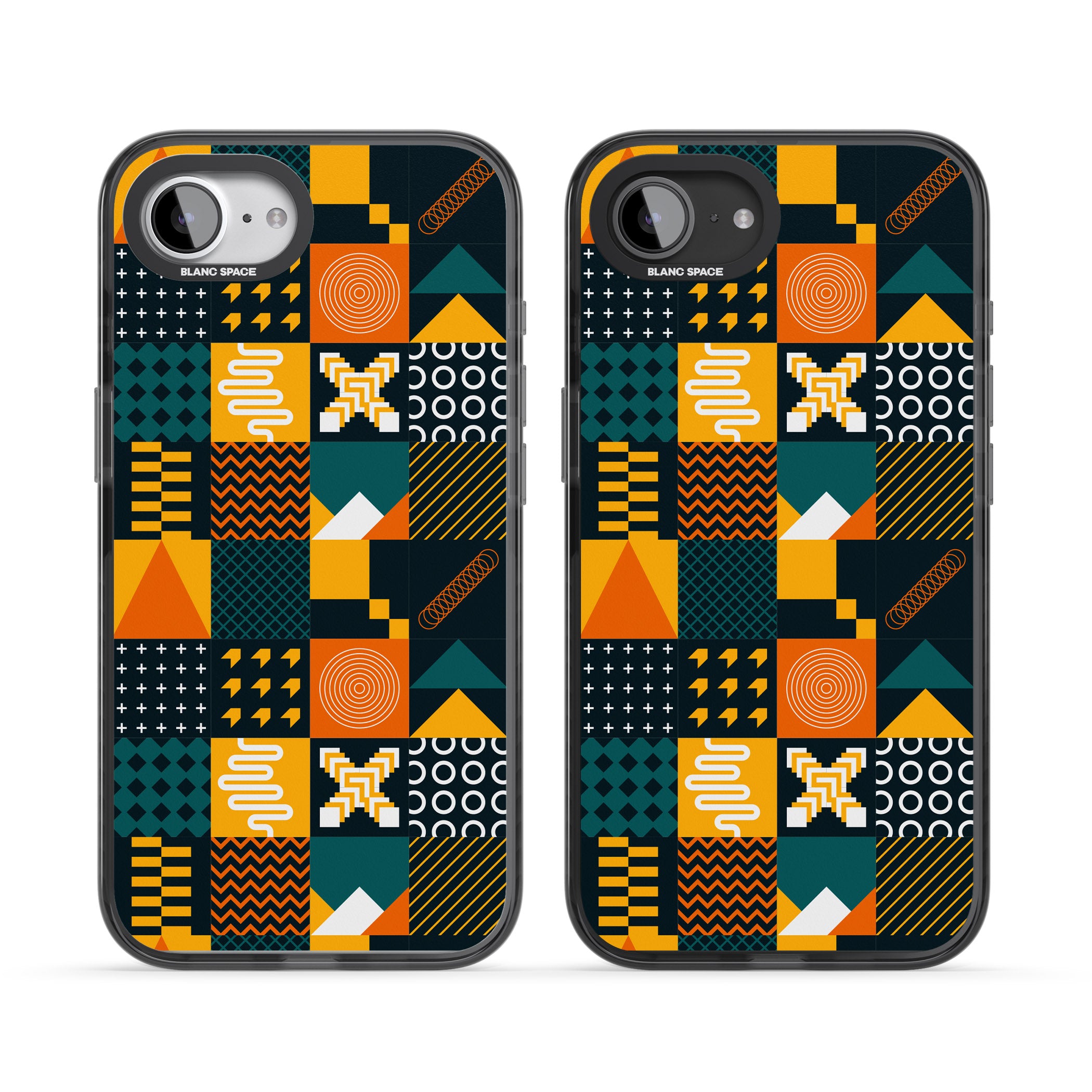 Funky Geometric Patterns: Orange & Dark Green