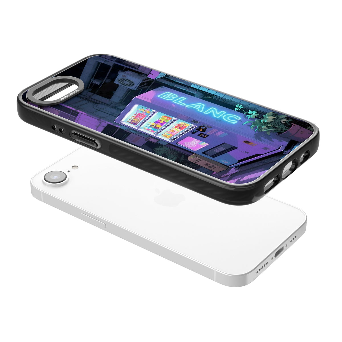 Shibuya Glow iPhone 16e / iPhone 17e Impact Black Phone Case angled