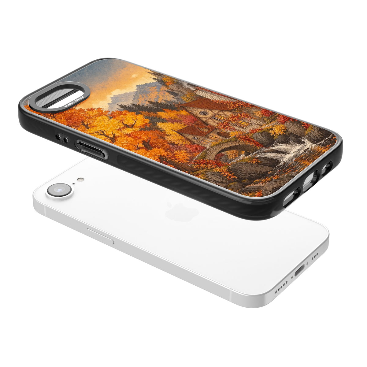 Auburn Cottage iPhone 16e / iPhone 17e Impact Black Phone Case angled