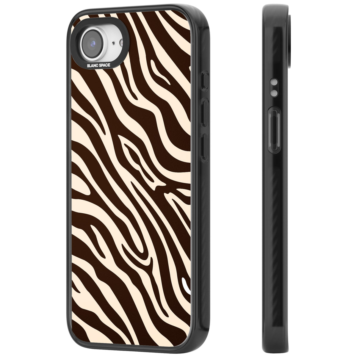 Mocha Zebra iPhone 16e / iPhone 17e Impact Black Phone Case side