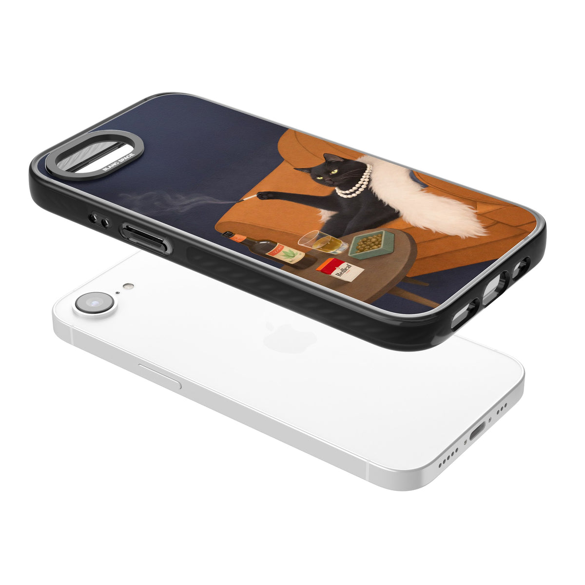 Spoiled Rotten Cat iPhone 16e / iPhone 17e Impact Black Phone Case angled