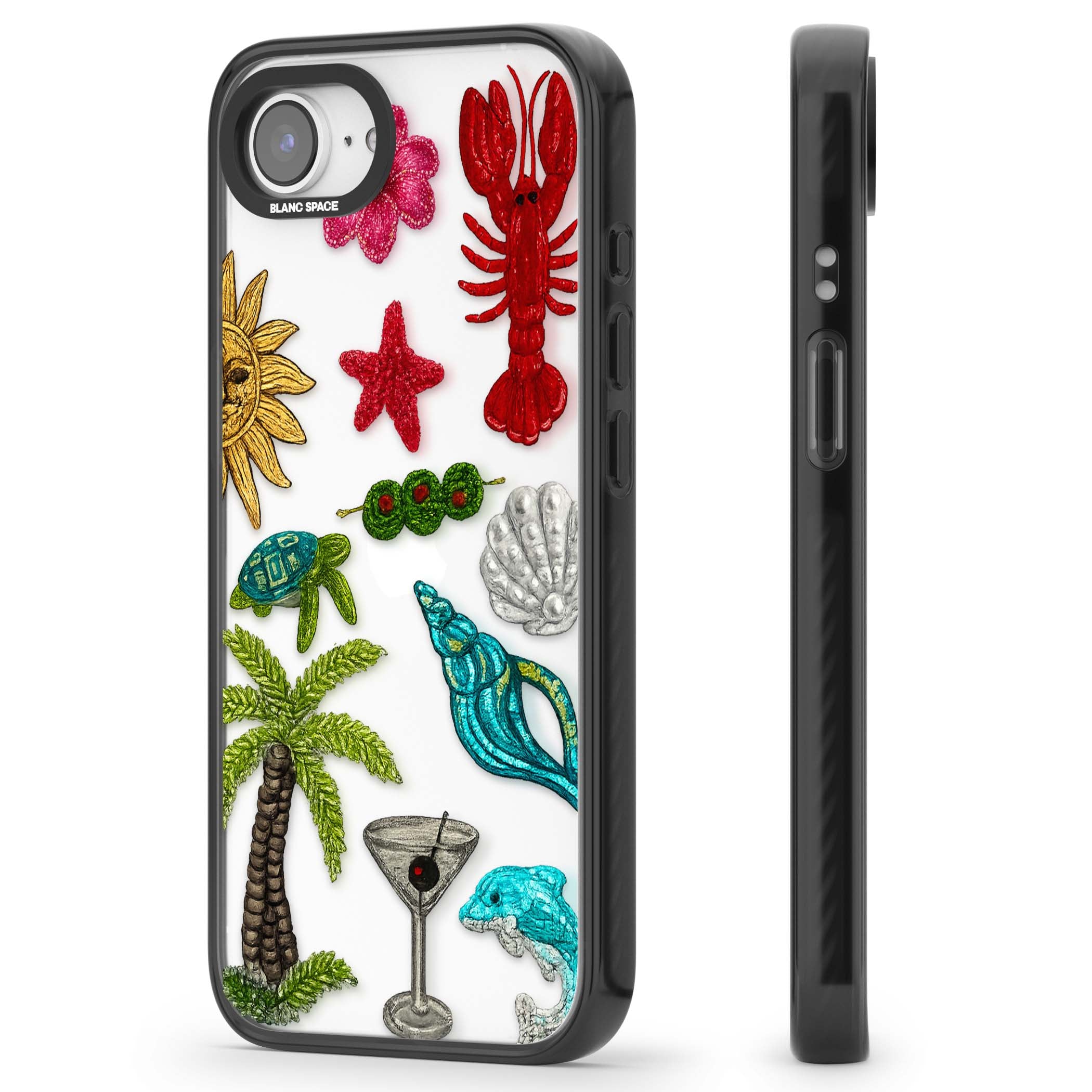 Painted Coastal Pattern coastal iPhone case | Black Impact case for iPhone 16e, iPhone 17e