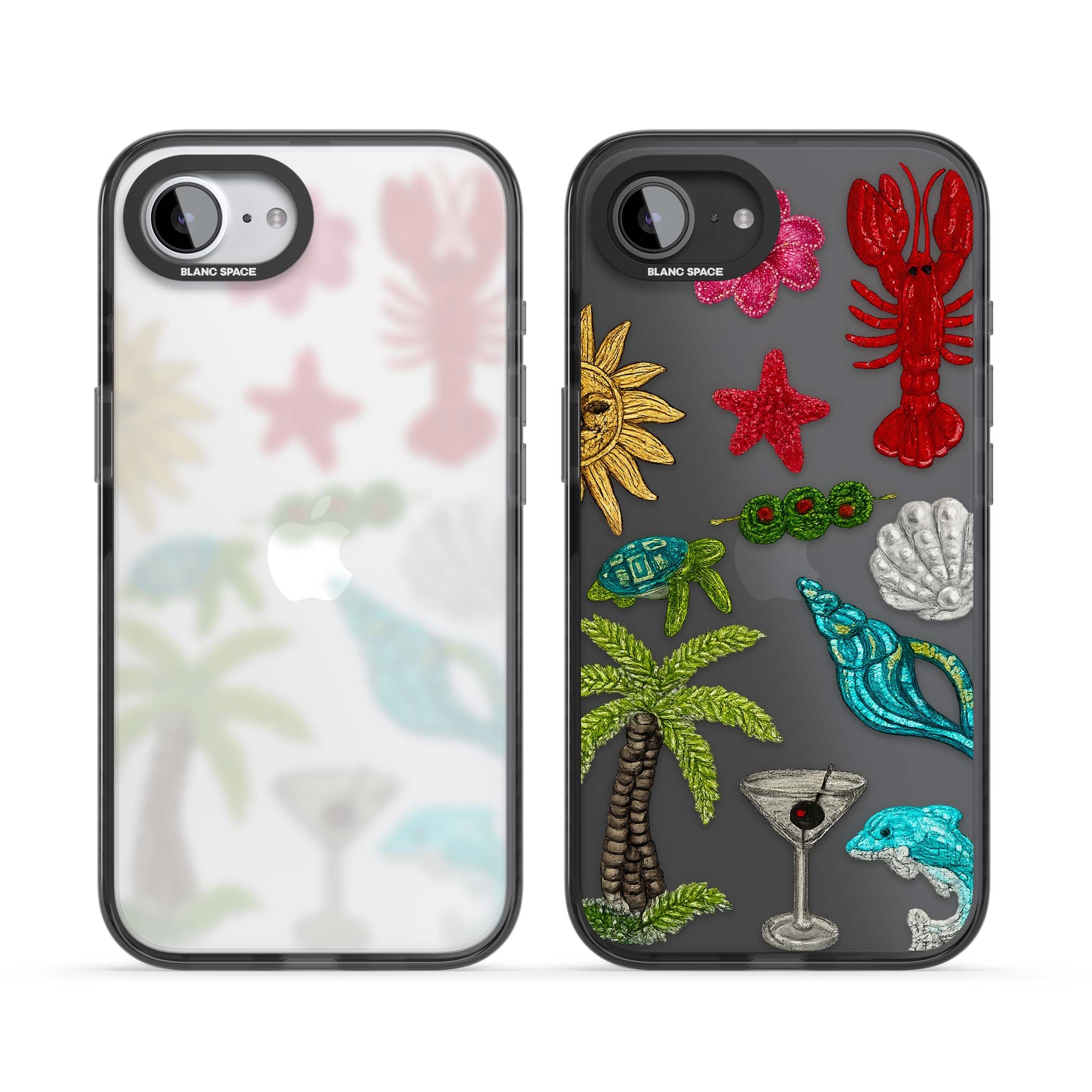 Painted Coastal Pattern coastal iPhone case | Black Impact case for iPhone 16e, iPhone 17e