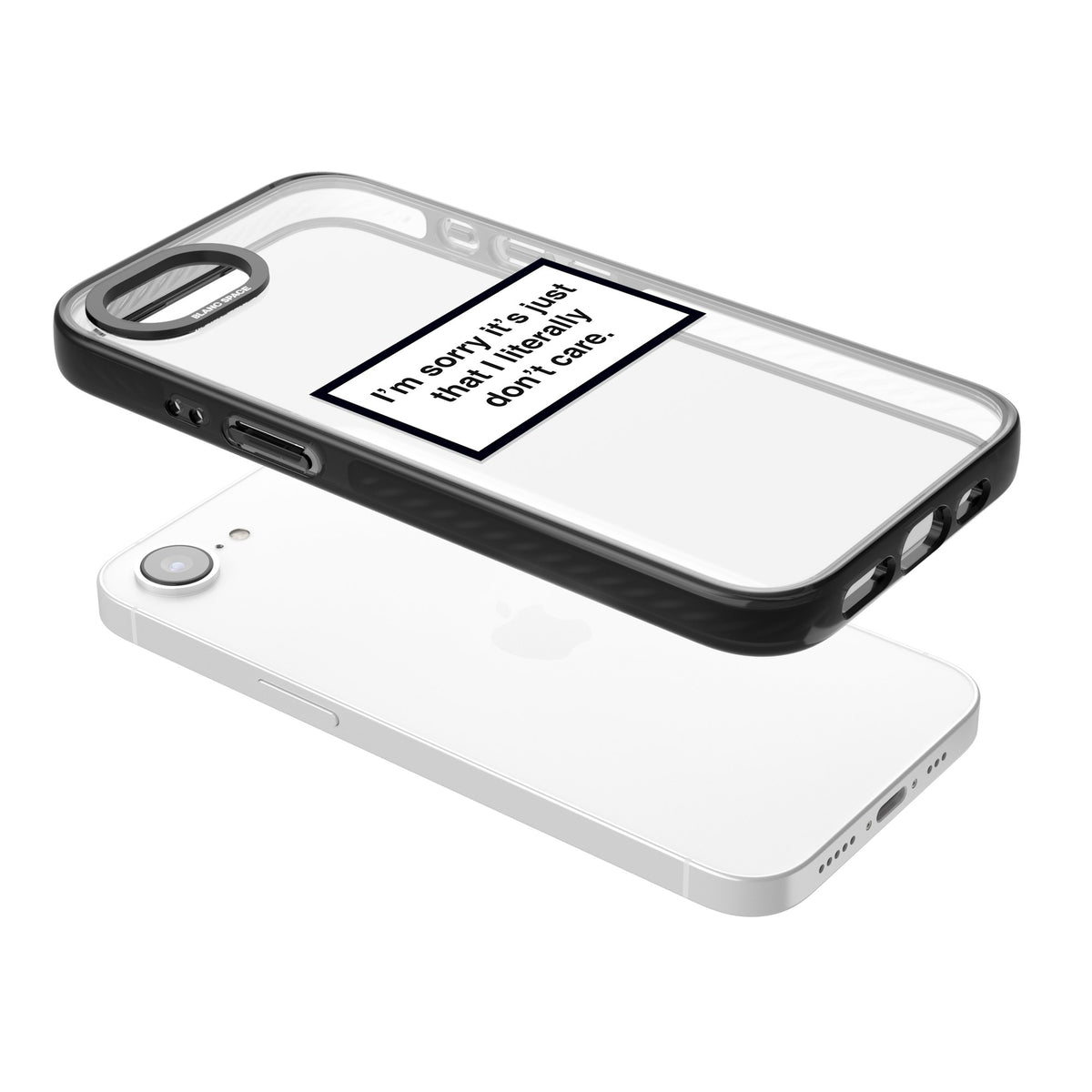 Literally Don't Care iPhone 16e / iPhone 17e Impact Black Phone Case angled