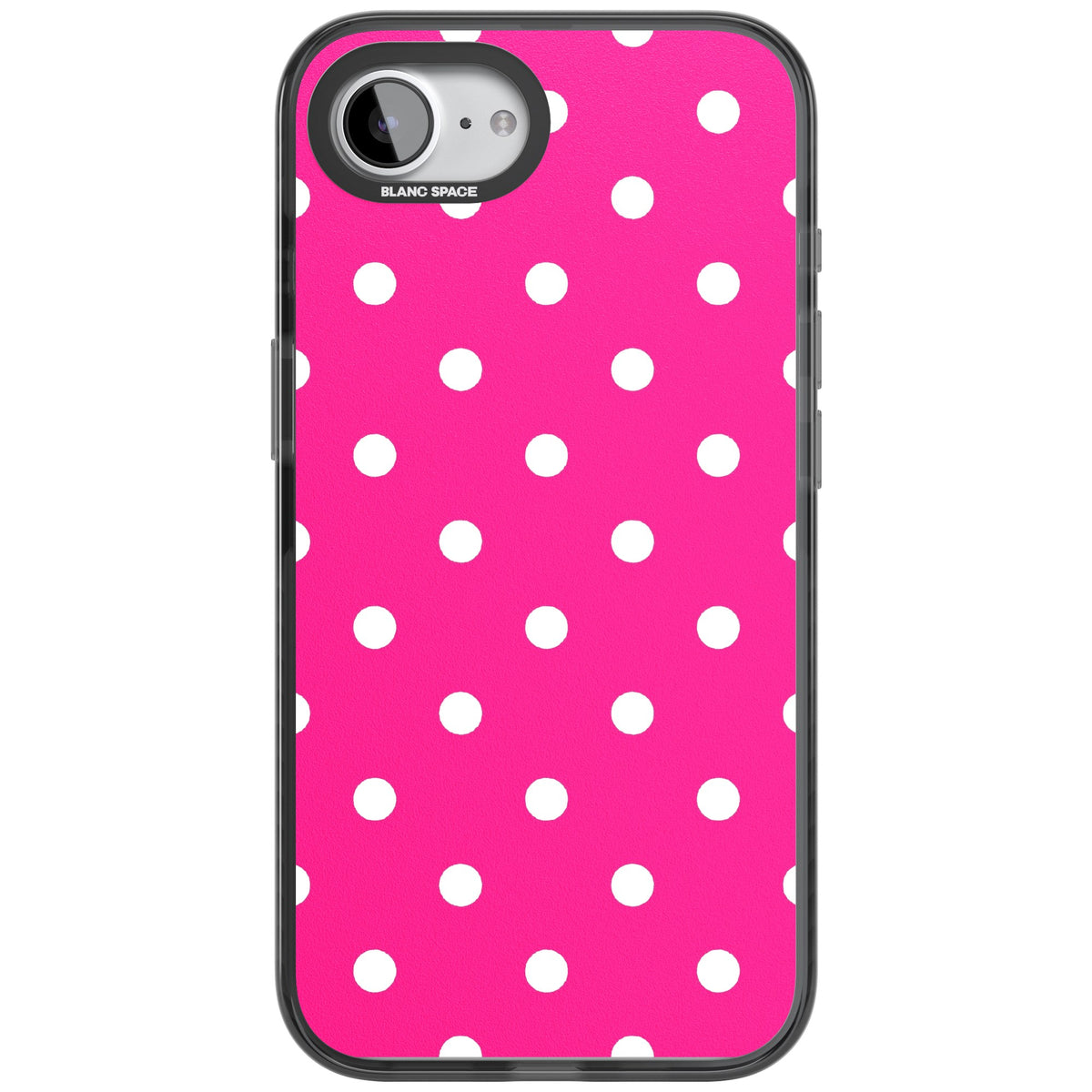 Pink Polka Dot iPhone 16e / iPhone 17e Impact Black Phone Case front