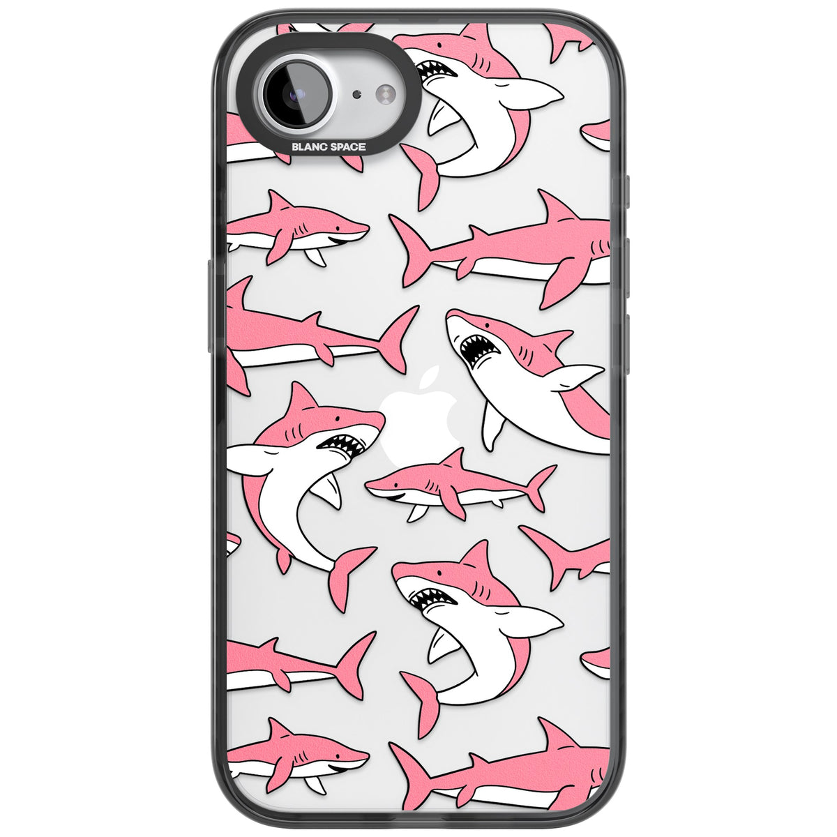 Bubblegum Sharks iPhone 16e / iPhone 17e Impact Black Phone Case front