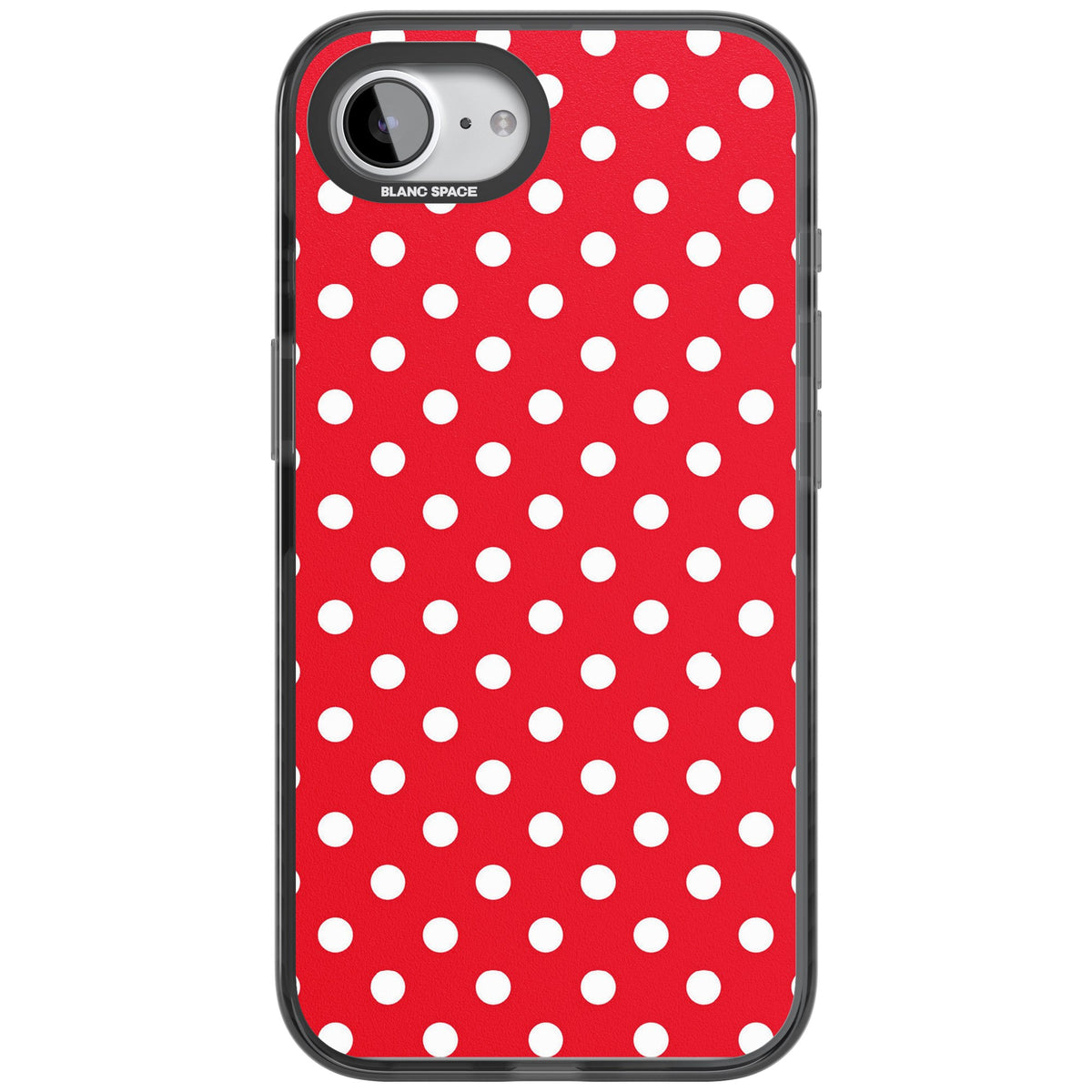 Red Polka Dot iPhone 16e / iPhone 17e Impact Black Phone Case front